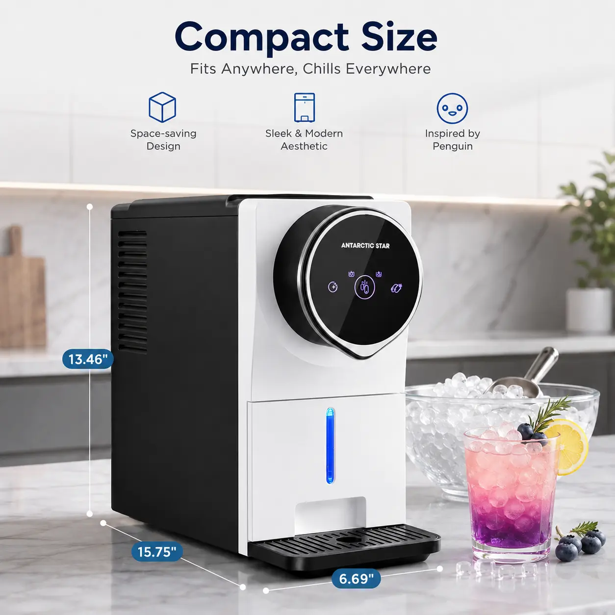 Antarctic Star Countertop Nugget Ice Maker - Self-Cleaning & Portable
