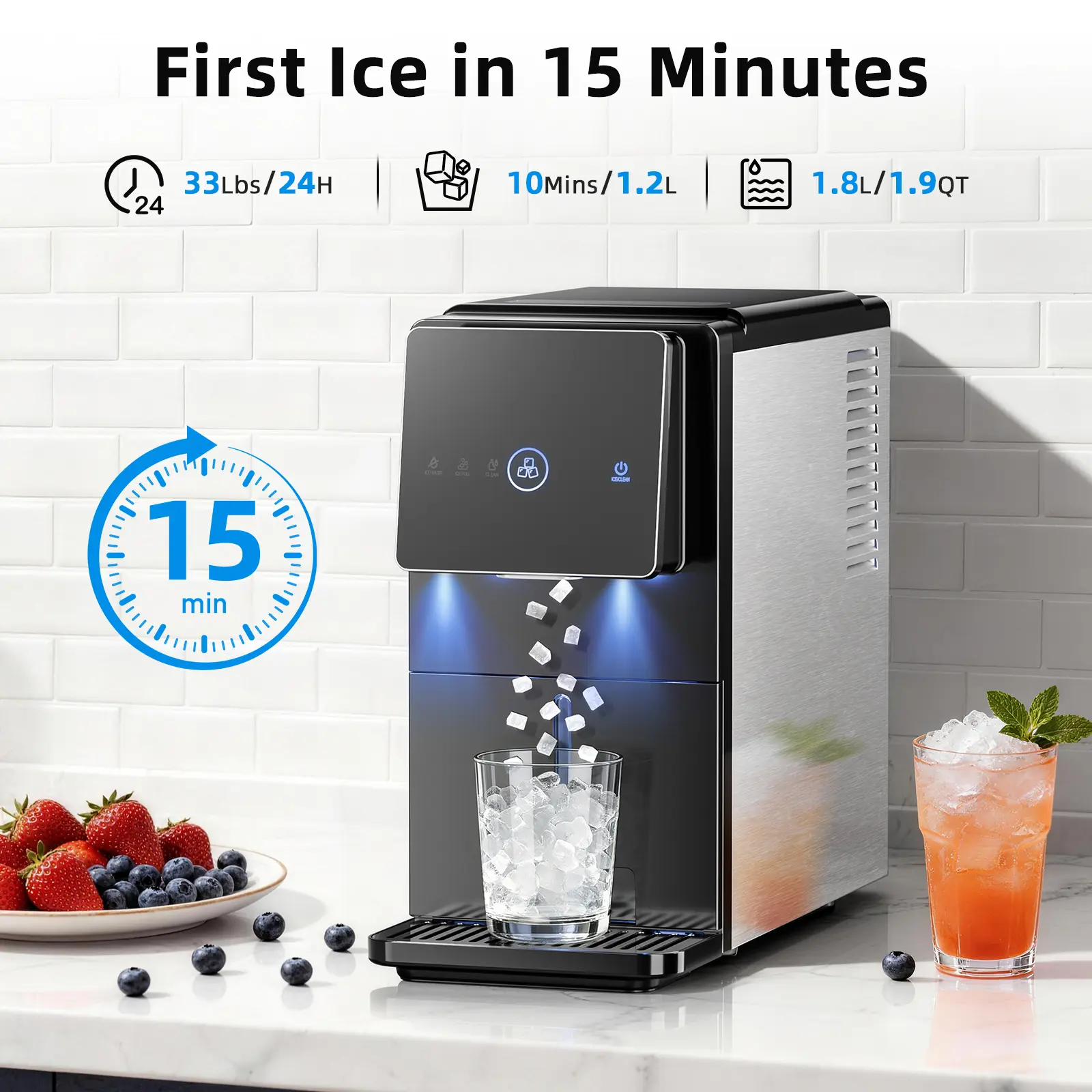 Antarctic Star Countertop Nugget Ice Maker - Self-Cleaning & Portable