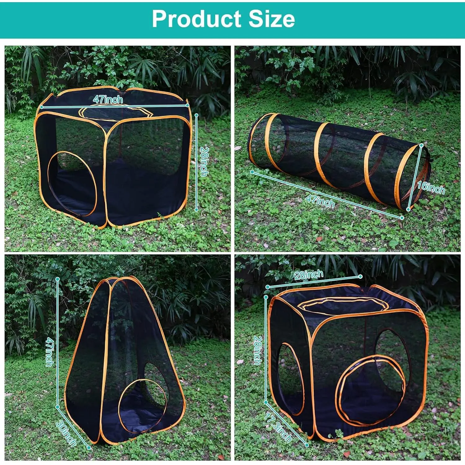 6 in 1 Pet Cat and Dog Tunnel Tent Foldable Pet Tent Outdoor Pop Up Pet Playpen Cage Fences House (Styles 1)