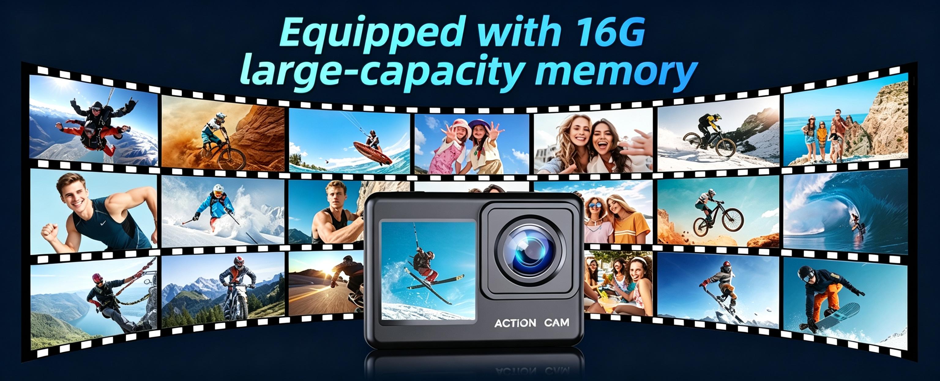 Action Camera 1080P FHD 16MP Underwater Camera with 2" & 1.3" Dual Screen, 131FT/40M Waterproof Vlogging Camera for Sports, Includes 16GB Card, 2x1050mAh Batteries & Mounting Accessories，black cameras
