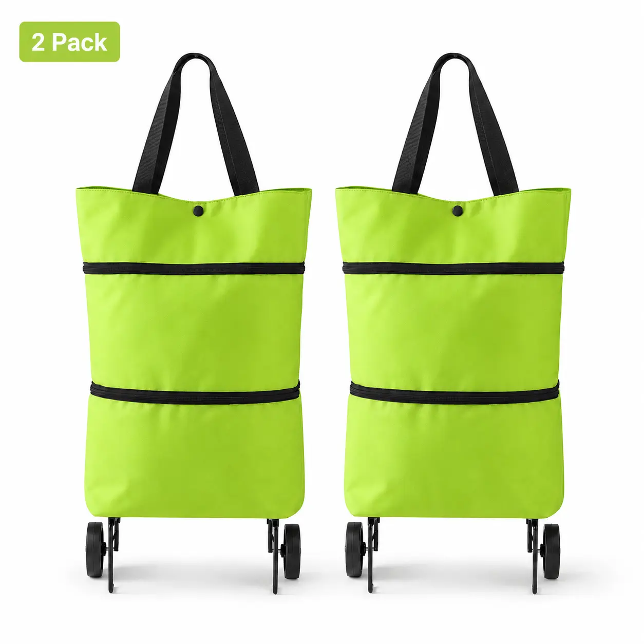 【10inch*18inch】Foldable Shopping Trolley Bag with Wheels, Portable Reusable Grocery Tote, Lightweight Rolling Shopping Cart Bag with Carry Handles for Supermarket, Travel, Laundry and Daily Use