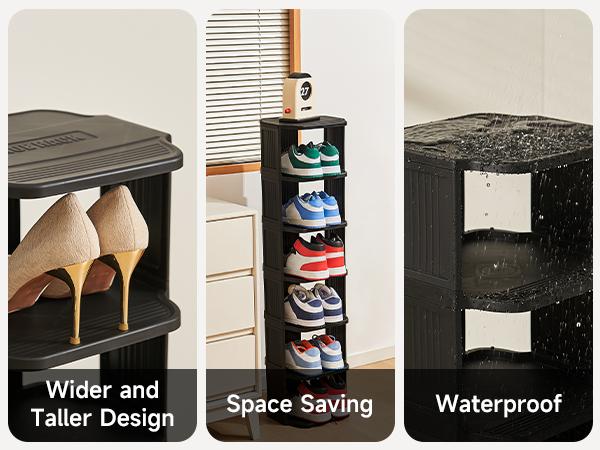 UFORU Small shoe rack, 6/9-layer plastic vertical shoe rack for small spaces, Footwear Organization，shoe rack,shoe cabinet storage