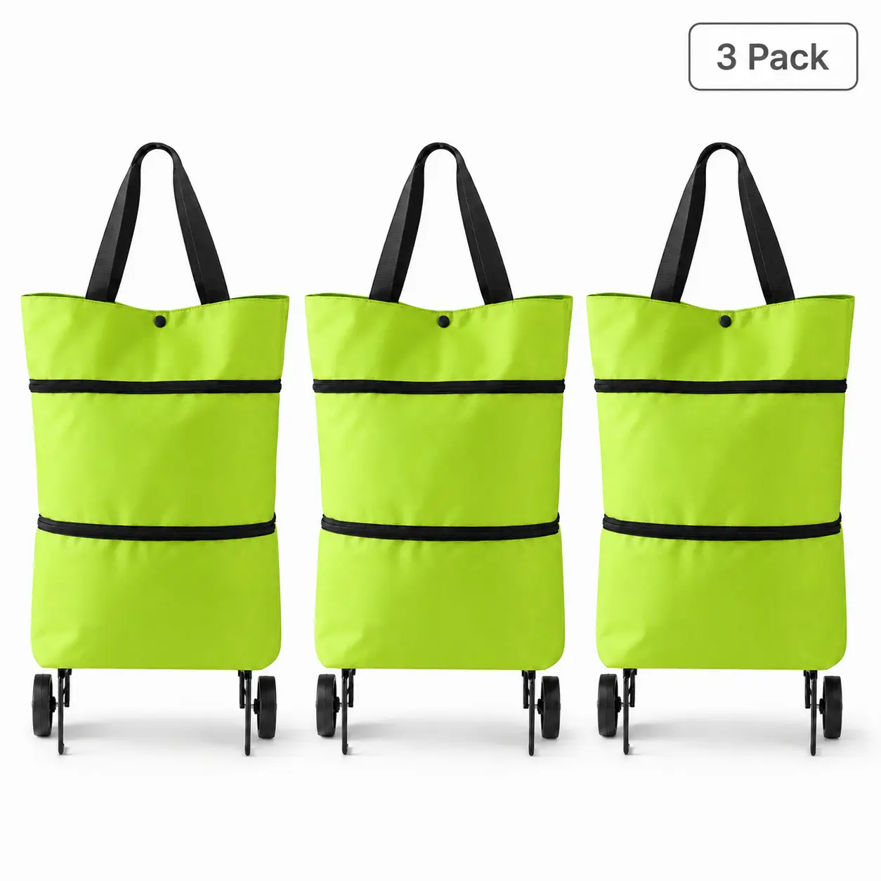 【10inch*18inch】Foldable Shopping Trolley Bag with Wheels, Portable Reusable Grocery Tote, Lightweight Rolling Shopping Cart Bag with Carry Handles for Supermarket, Travel, Laundry and Daily Use