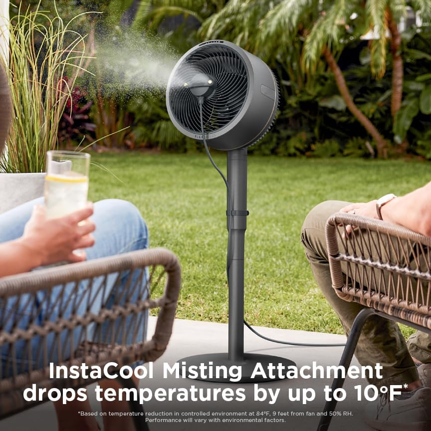 Shark FlexBreeze Pro Mist Fan, Indoor & Outdoor Oscillating Cooling Fan with Misting for Home & Patio, Floor & Tabletop, Portable Cordless & Corded, 24Hr Battery, Remote, Charcoal Grey, FA302​