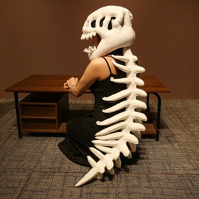 Dinosaur Skeleton Headgear Pillow, 4 Color Options Available, Unisex Cushion, Perfect for Halloween Party Cosplay and Sofa Lounging