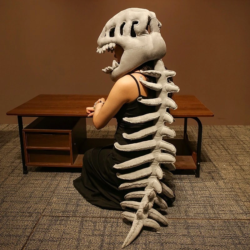 Dinosaur Skeleton Headgear Pillow, 4 Color Options Available, Unisex Cushion, Perfect for Halloween Party Cosplay and Sofa Lounging