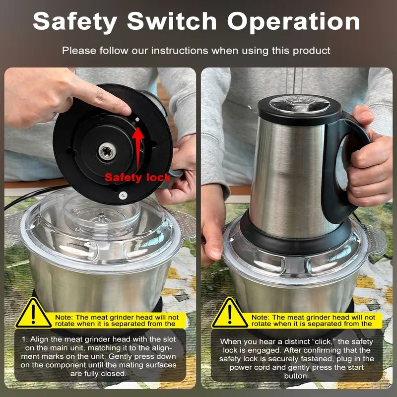 SPZTJK 2L Baby Food Processor & Meat Grinder - 2 Free Dishwasher-Safe Blades & Bowls, Pure Copper Motor for Homemade Puree/Nuts/Meat, BPA-Free & Quiet Design for Family Cooking