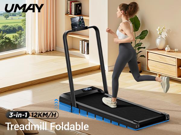 UMAY Incline Walking Pad, Treadmill with Incline, Under Desk Treadmill with Diamond Pattern Running Belt, Running Machines for Home Office Summervibes，Summer wins