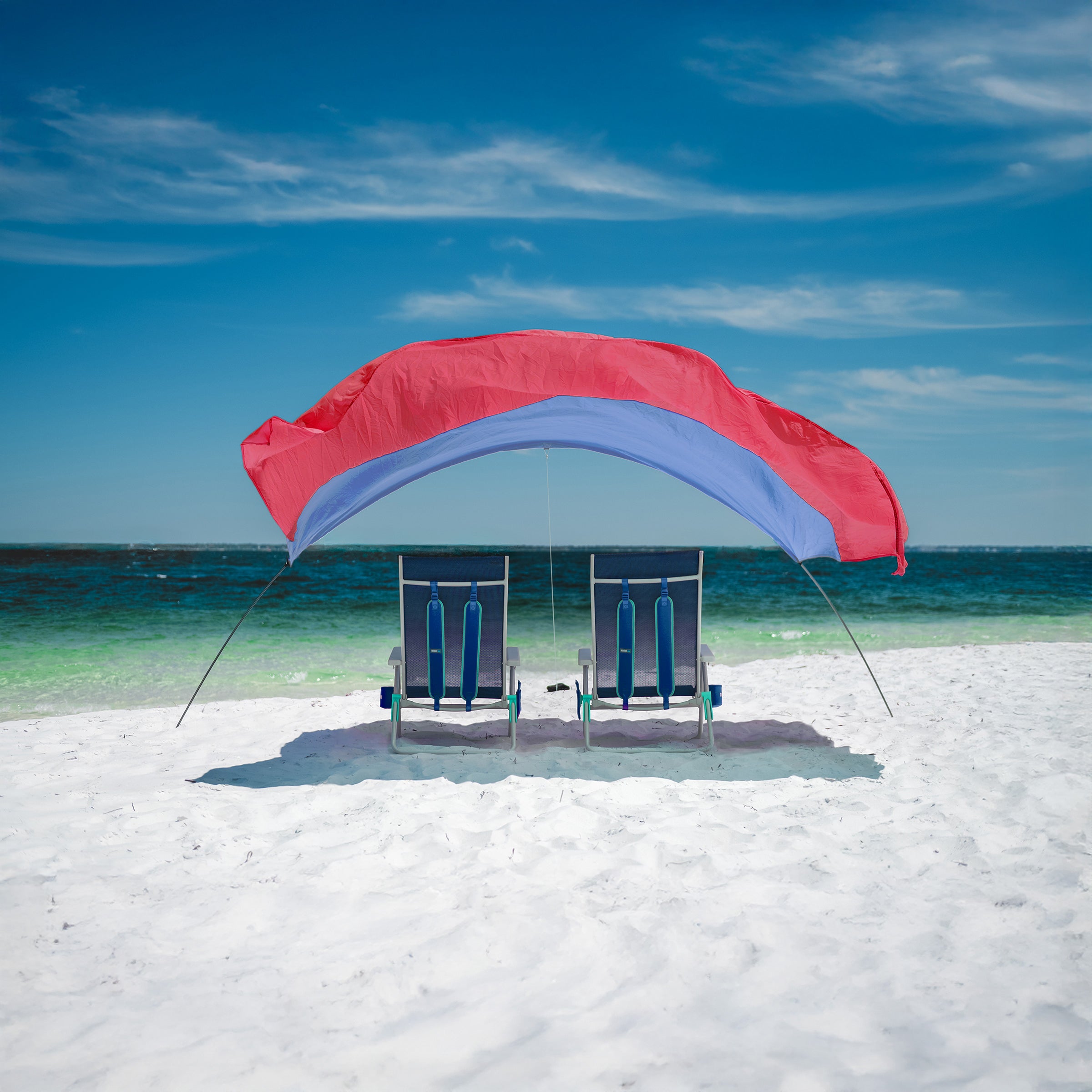 Wind-Assisted Beach Shade Canopy - Lightweight Portable Sun Shelter for Beach, Camping & Park