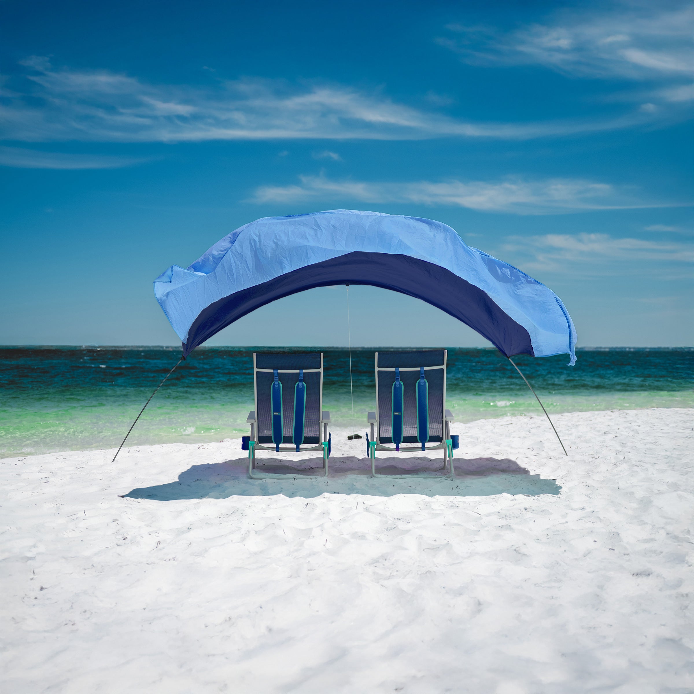 Wind-Assisted Beach Shade Canopy - Lightweight Portable Sun Shelter for Beach, Camping & Park