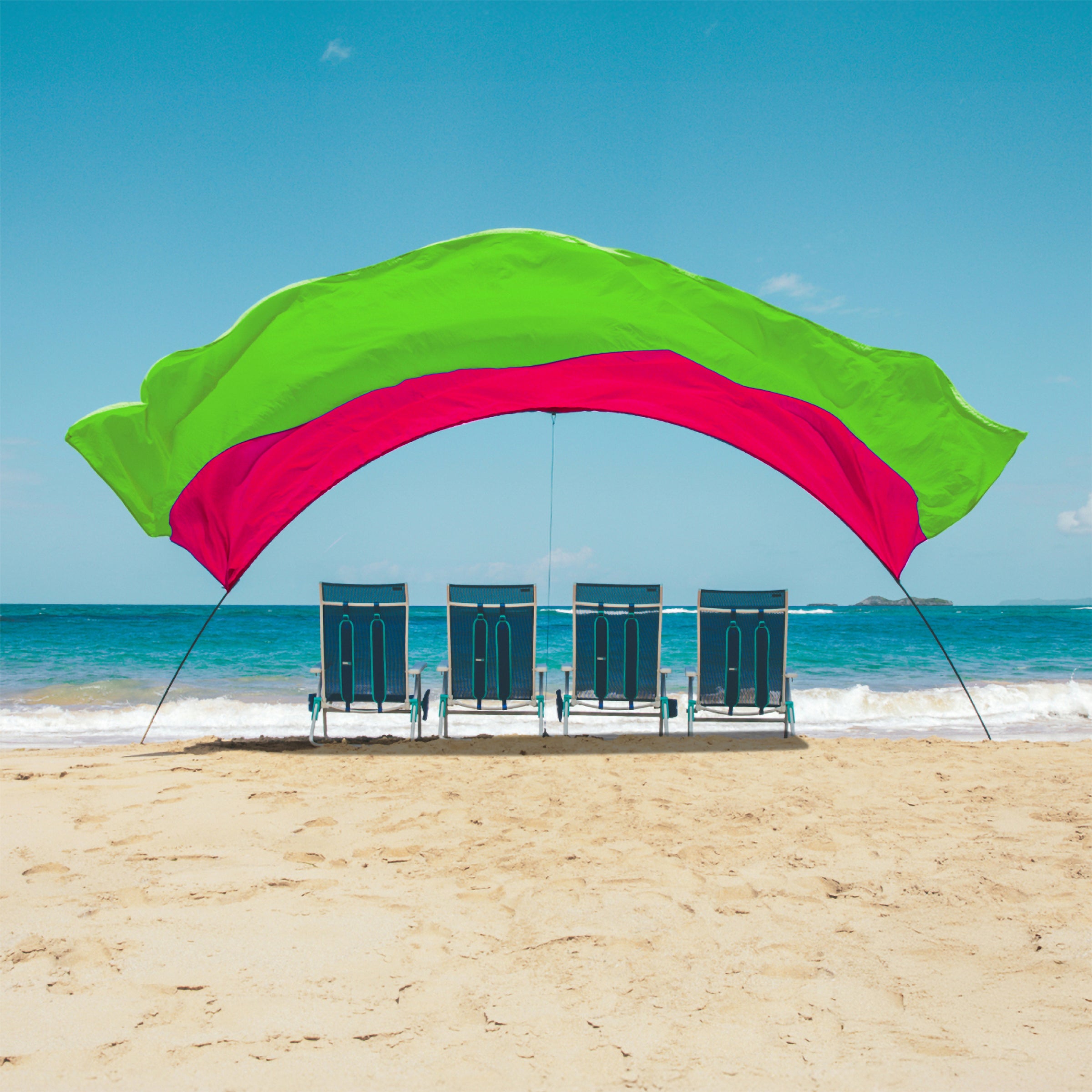 Wind-Assisted Beach Shade Canopy - Lightweight Portable Sun Shelter for Beach, Camping & Park