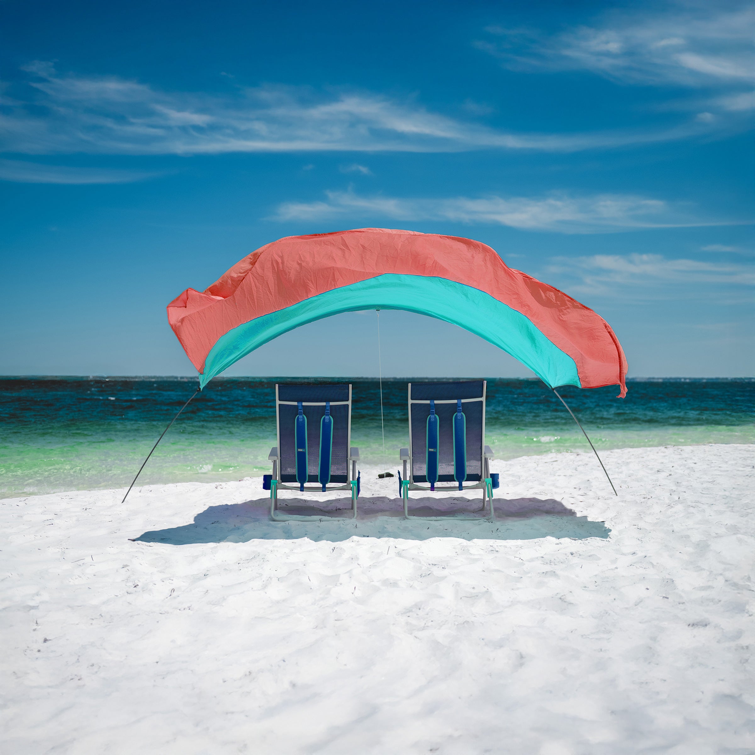 Wind-Assisted Beach Shade Canopy - Lightweight Portable Sun Shelter for Beach, Camping & Park