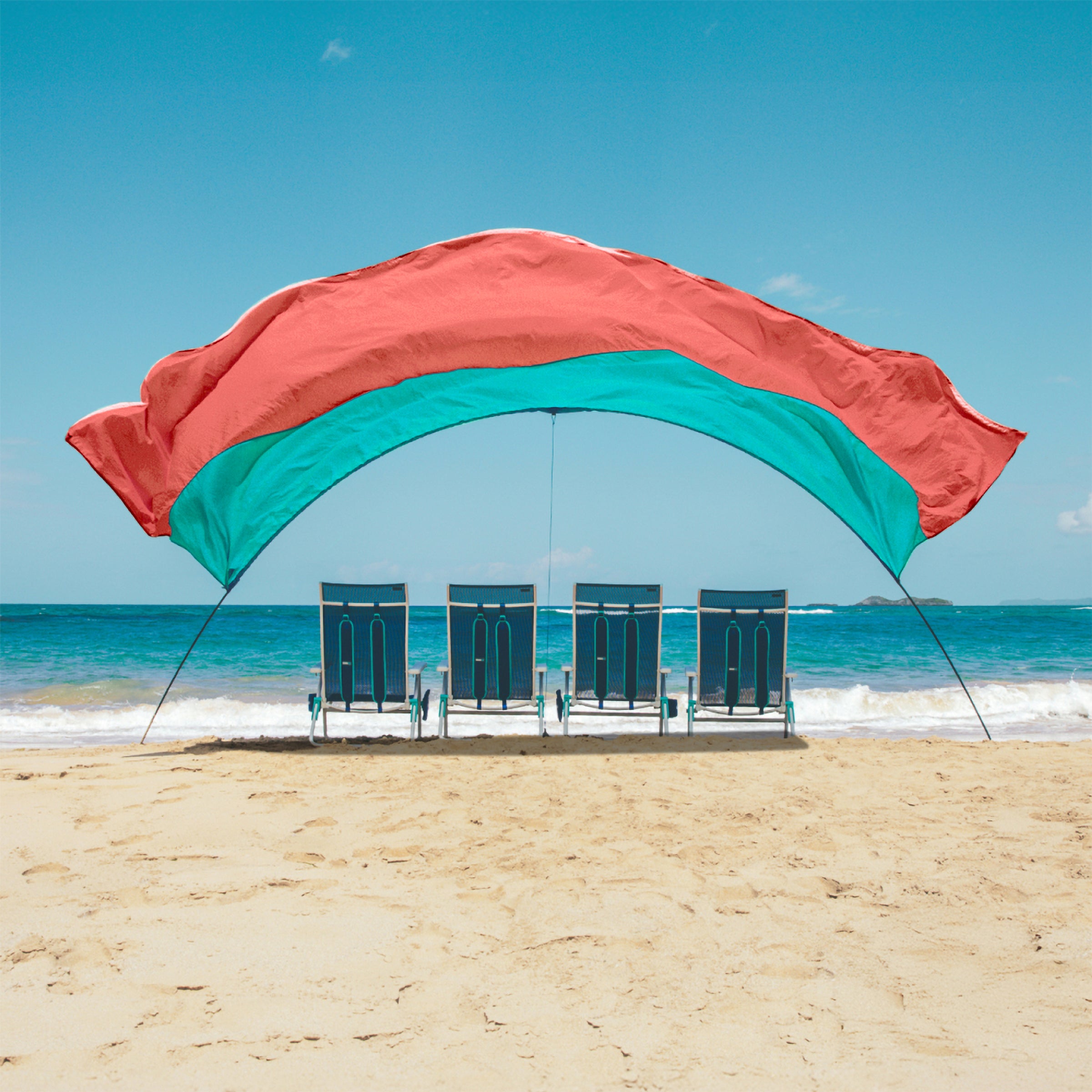 Wind-Assisted Beach Shade Canopy - Lightweight Portable Sun Shelter for Beach, Camping & Park