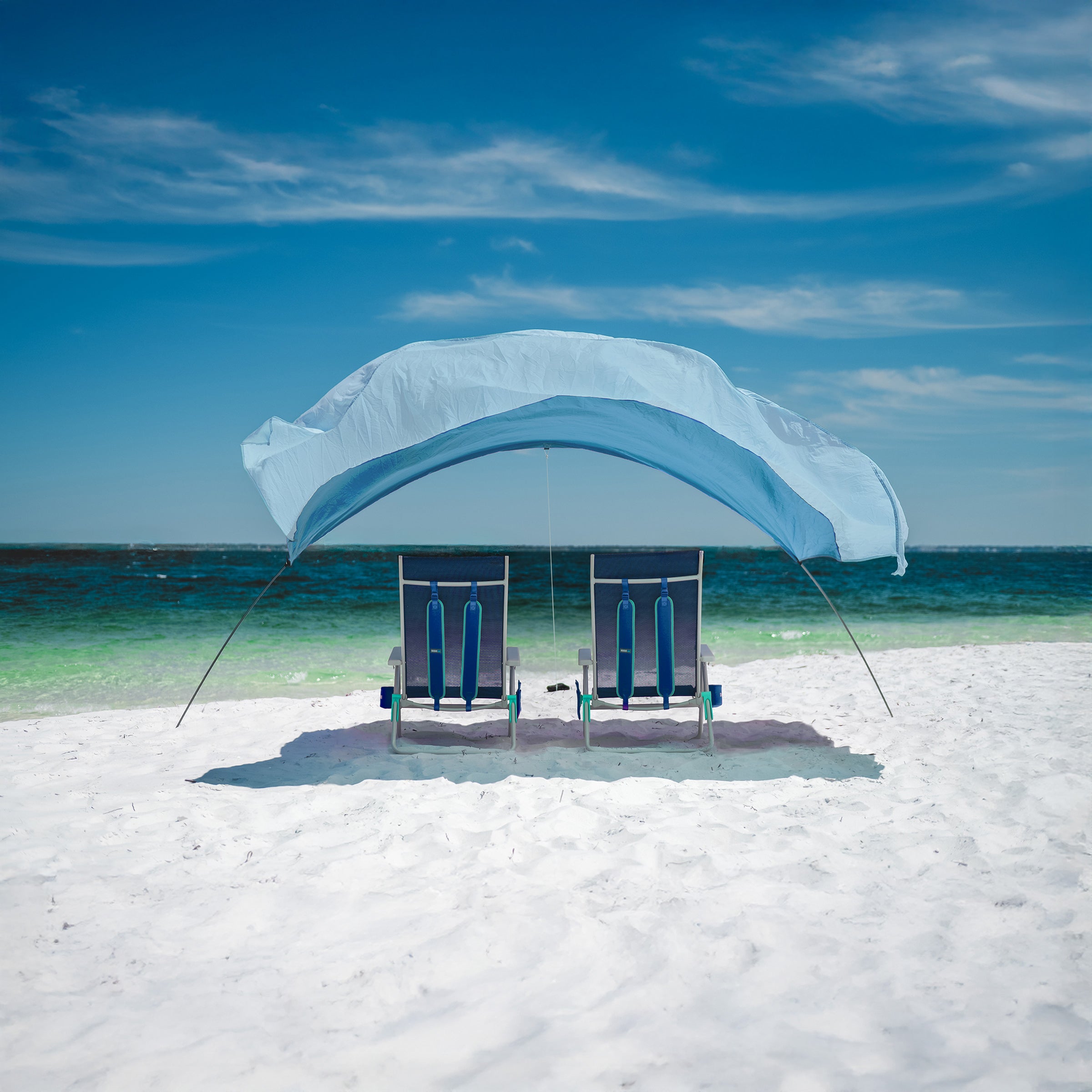 Wind-Assisted Beach Shade Canopy - Lightweight Portable Sun Shelter for Beach, Camping & Park
