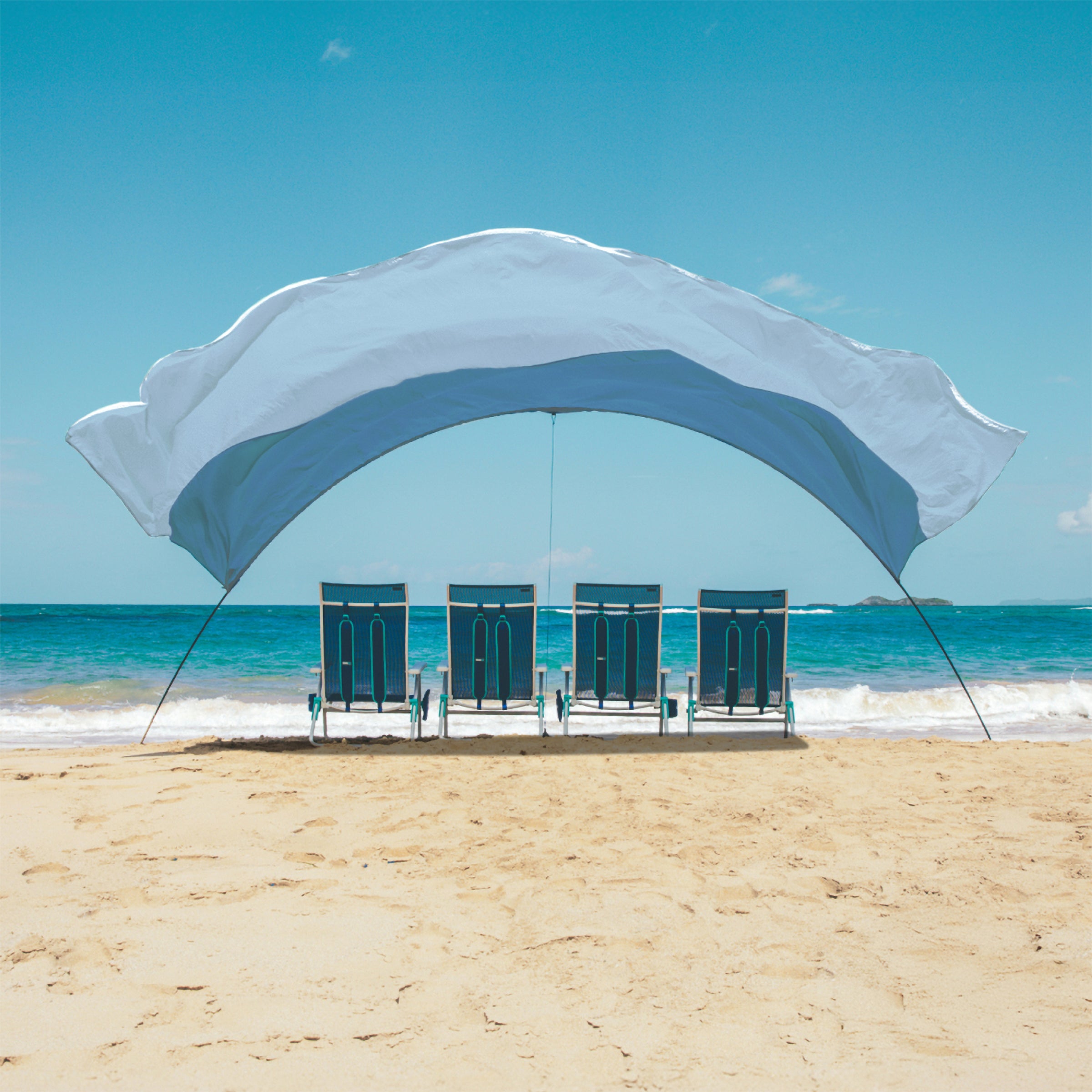 Wind-Assisted Beach Shade Canopy - Lightweight Portable Sun Shelter for Beach, Camping & Park