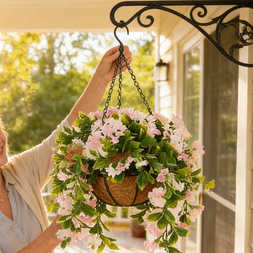 Buy 1 Get 1 Free - 15" Faux Crepe Myrtle Hanging Baskets - Set of 2