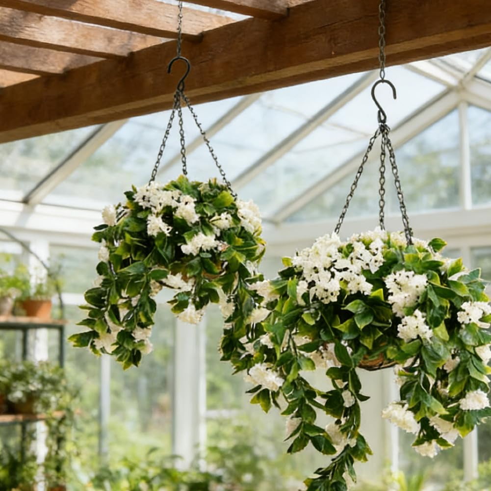 Buy 1 Get 1 Free - 15" Faux Crepe Myrtle Hanging Baskets - Set of 2