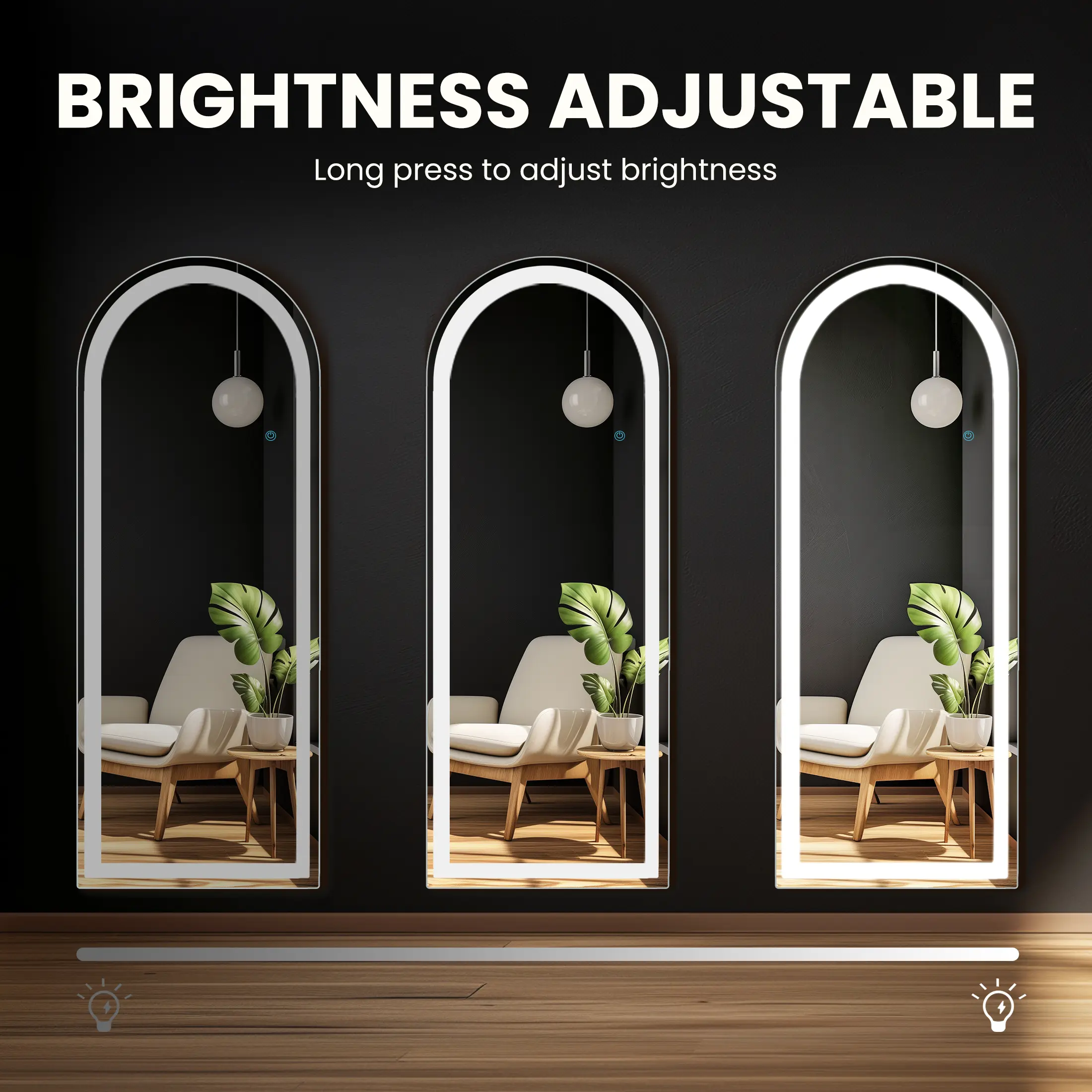 Floor Mirror Stand Mirror Full Length with LED Lights