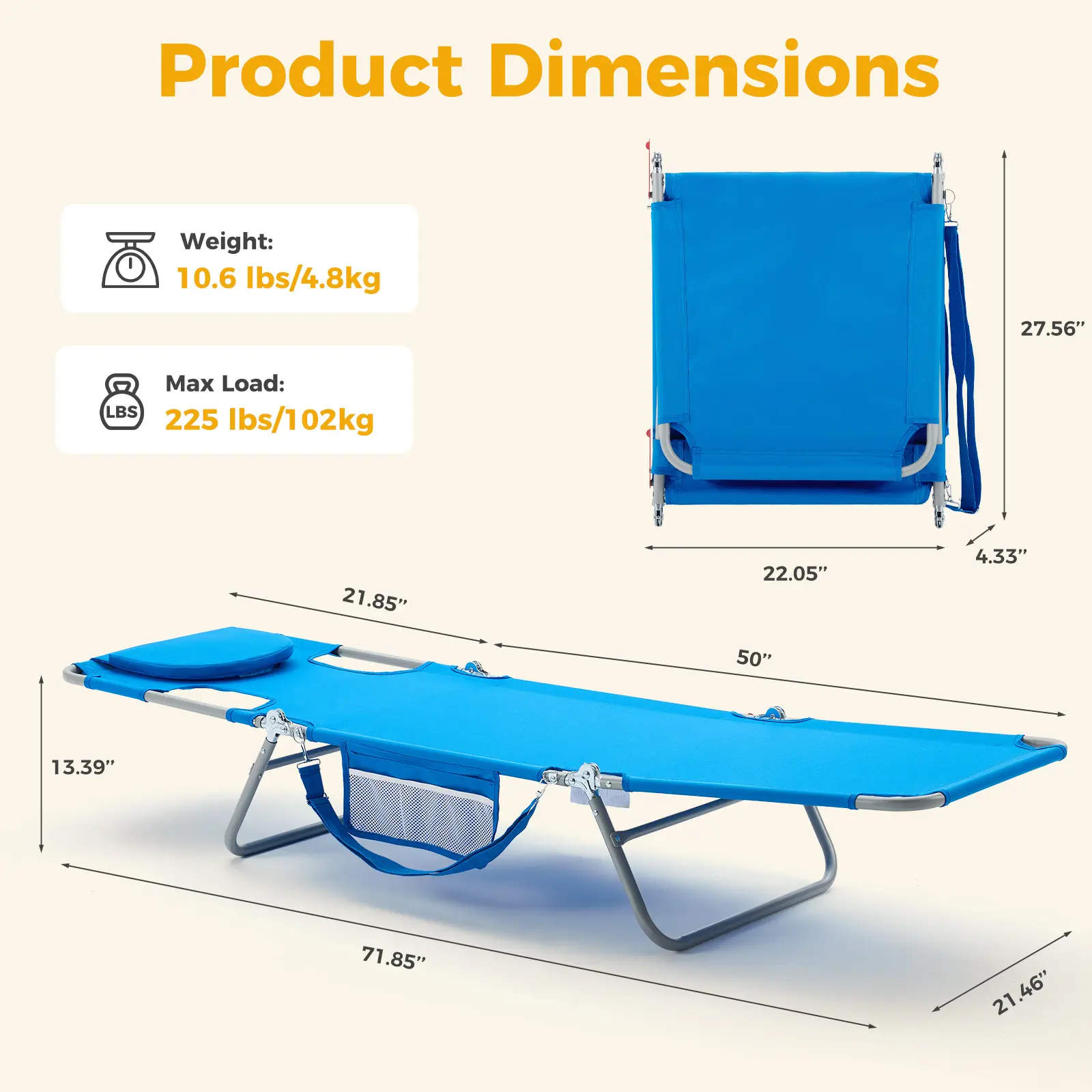 Summer Hot Sale - Folding Adjustable Chaise Lounge Chair