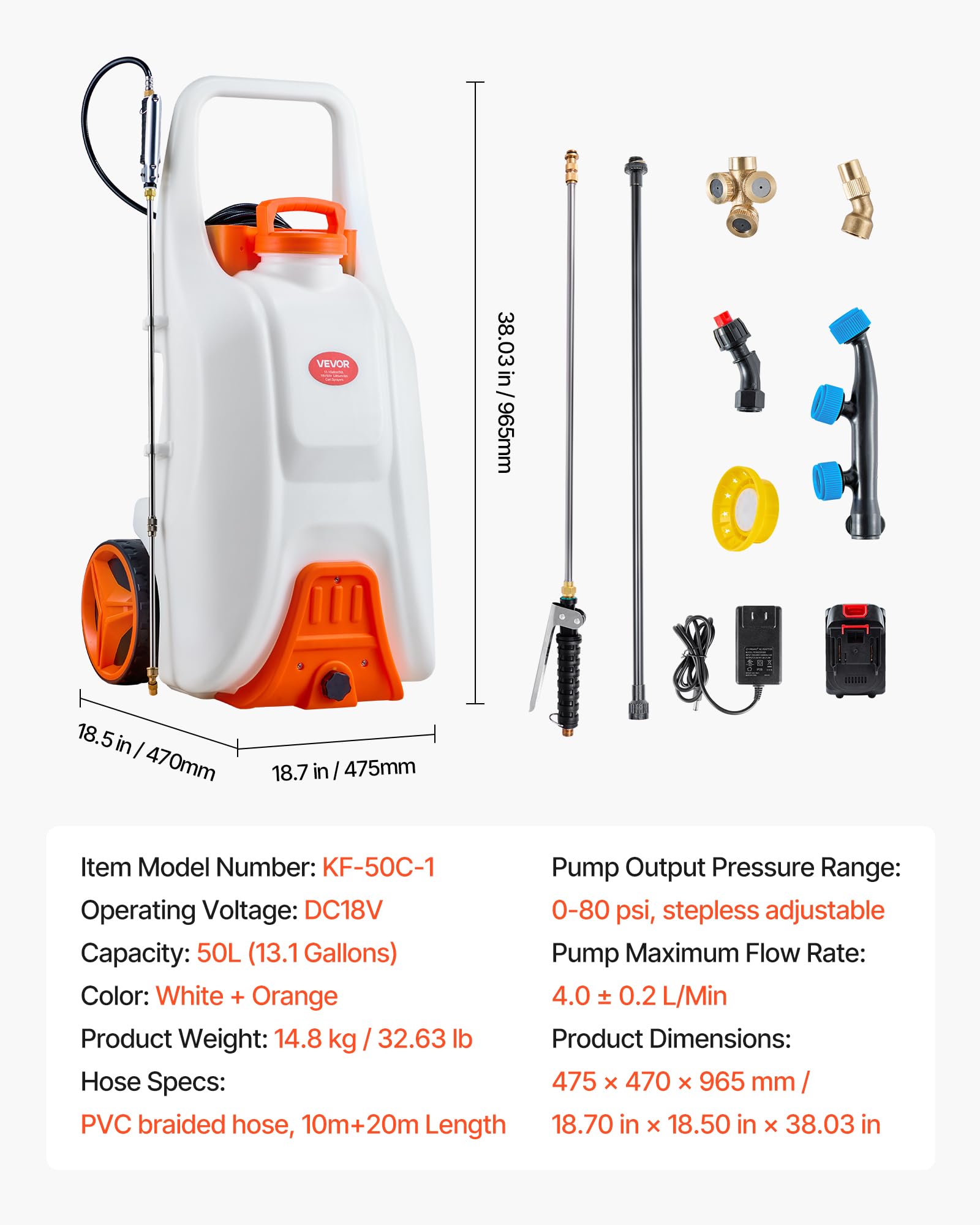 4 Gallon Electric Backpack Sprayer: 13FT Hose & 6 Nozzles Yard Sprayer