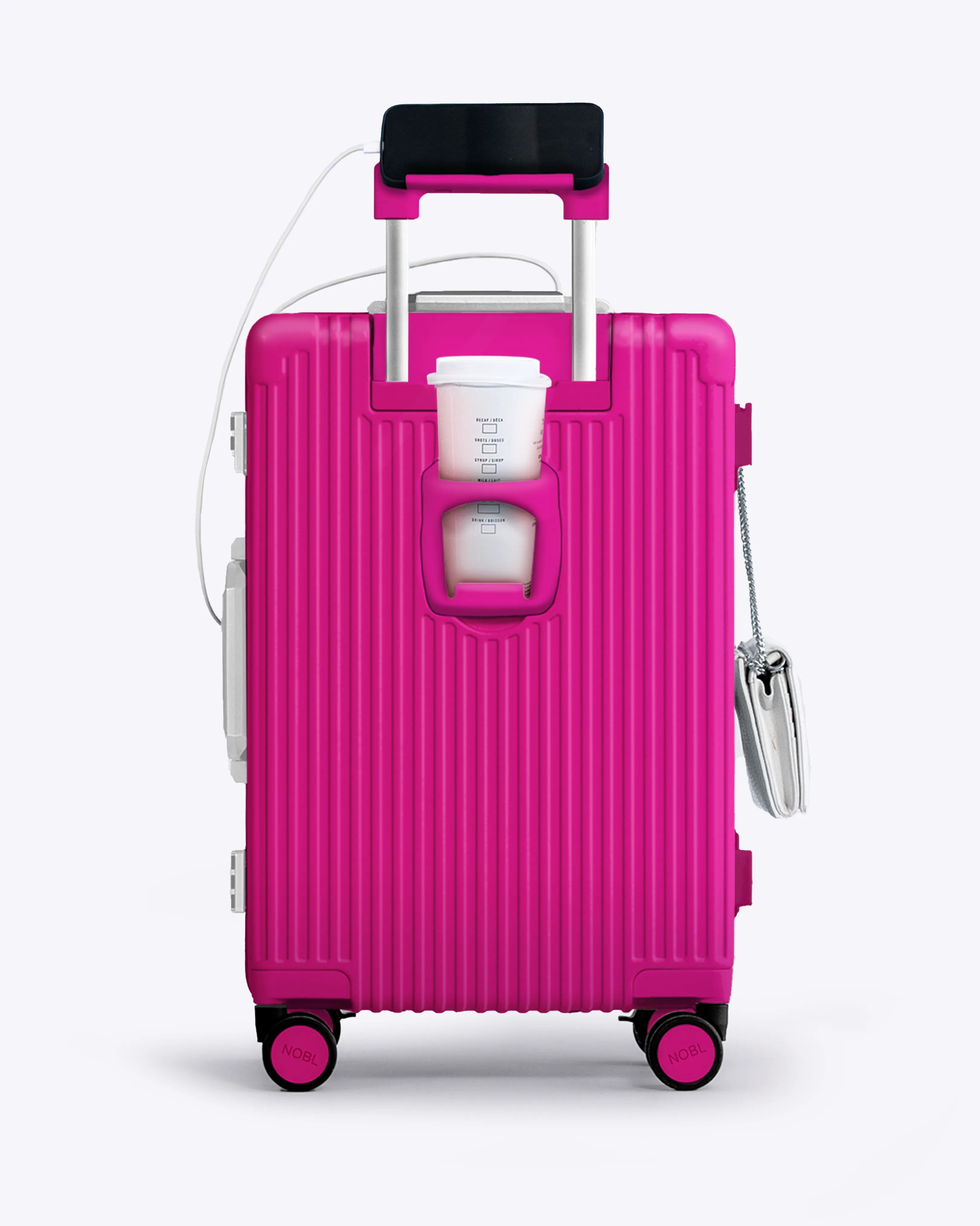 All-in-One Smart Carry-On Suitcase with GPS Tracking, Front Laptop Pocket, USB Charger & Cup Holder
