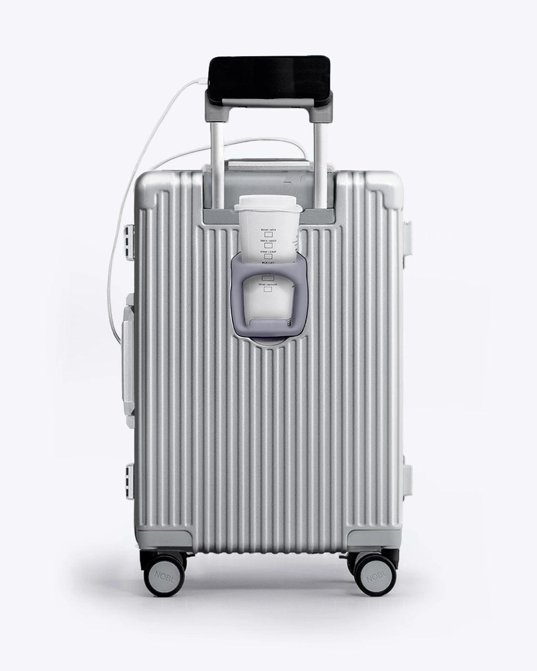 All-in-One Smart Carry-On Suitcase with GPS Tracking, Front Laptop Pocket, USB Charger & Cup Holder