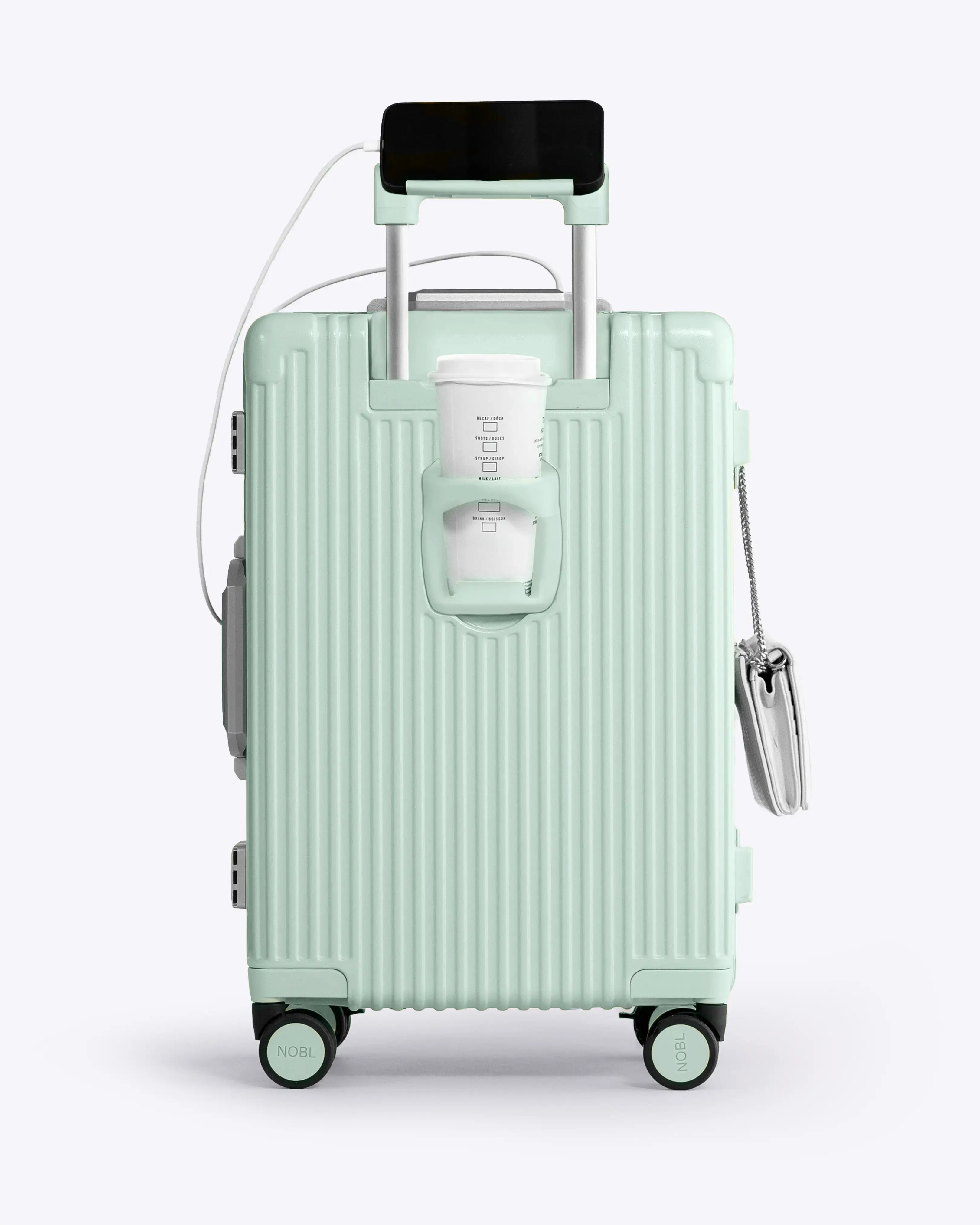 All-in-One Smart Carry-On Suitcase with GPS Tracking, Front Laptop Pocket, USB Charger & Cup Holder