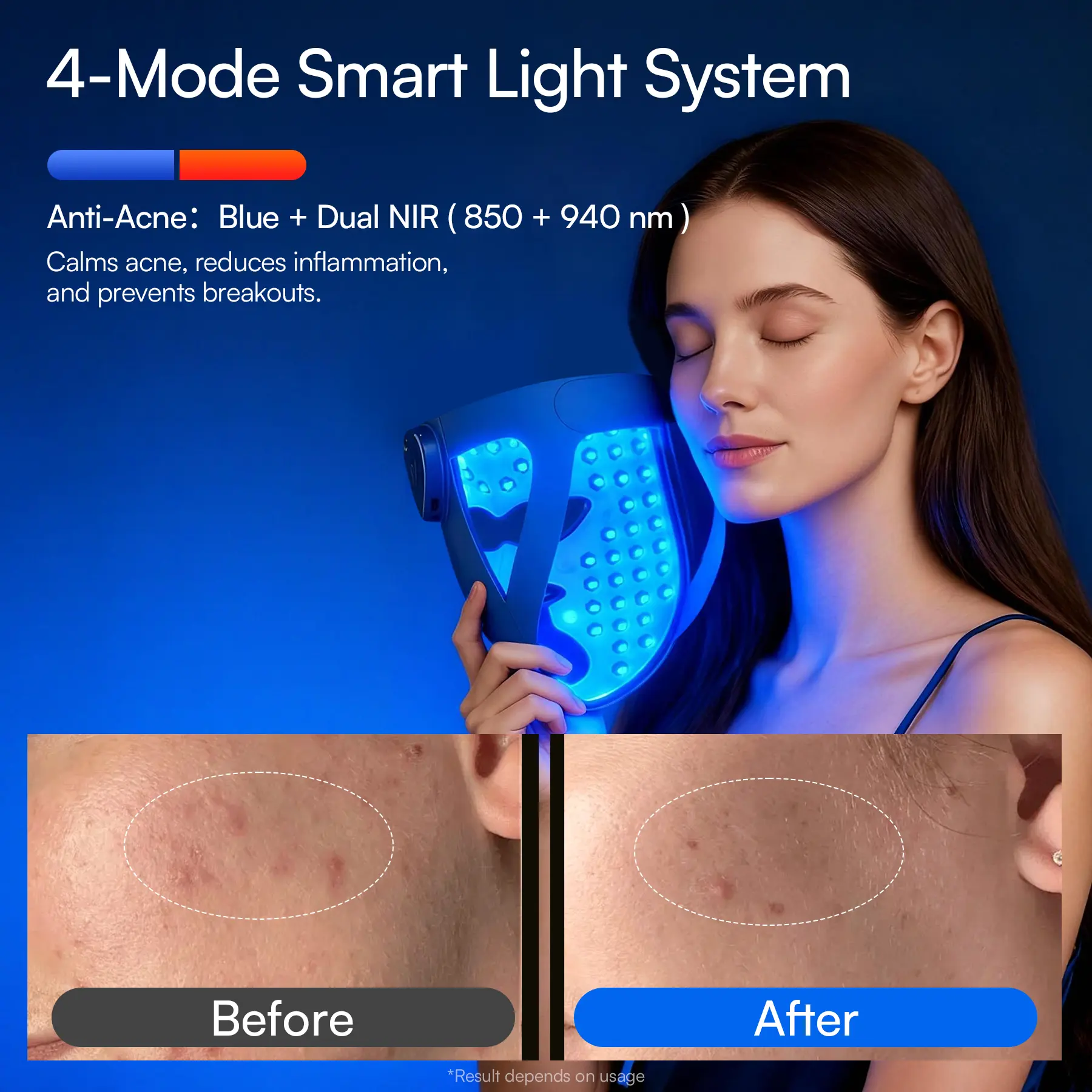Wireless 4D LED Face Therapy Mask - Dual NIR Deep Penetration Jawline Lift Device