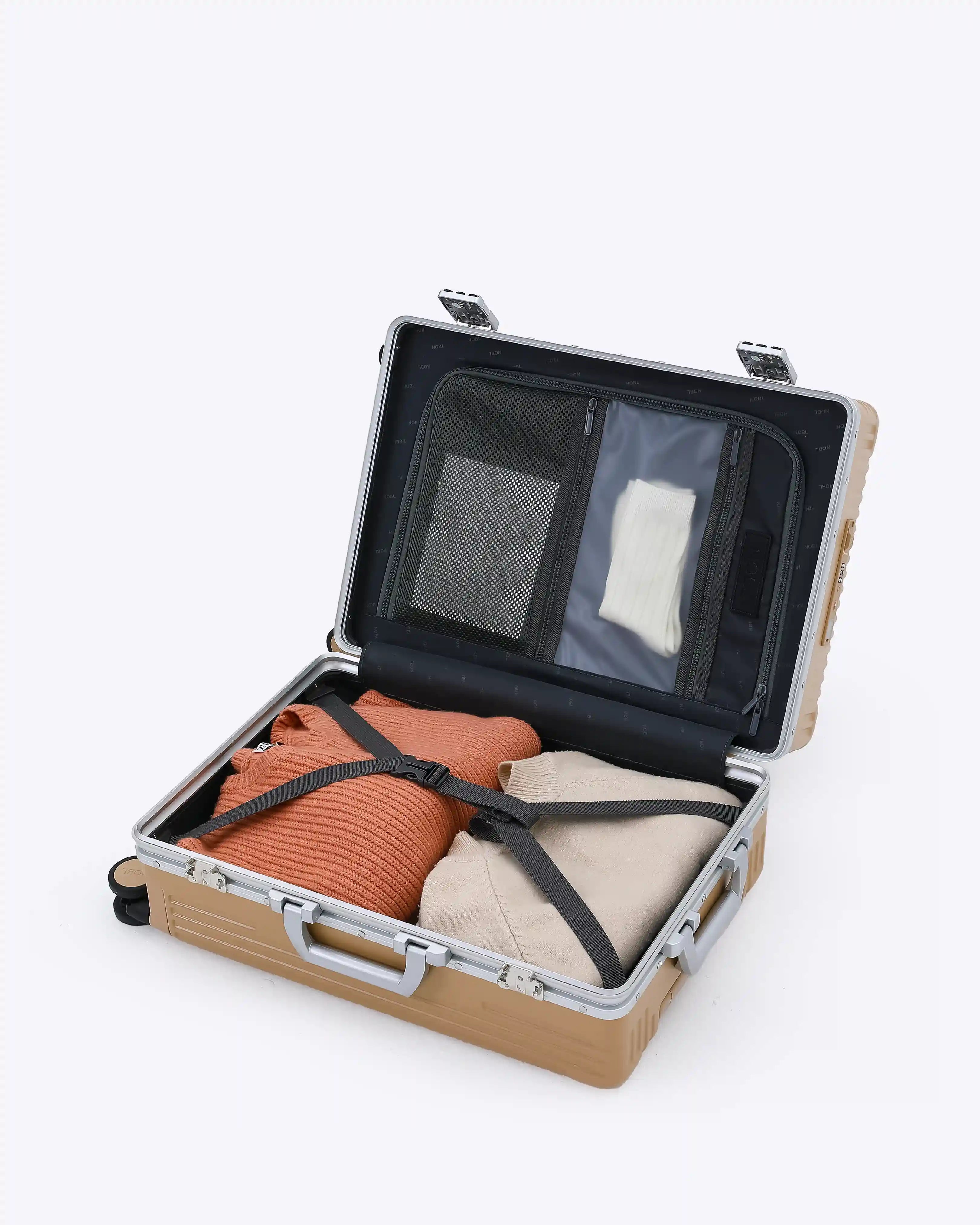 All-in-One Smart Carry-On Suitcase with GPS Tracking, Front Laptop Pocket, USB Charger & Cup Holder