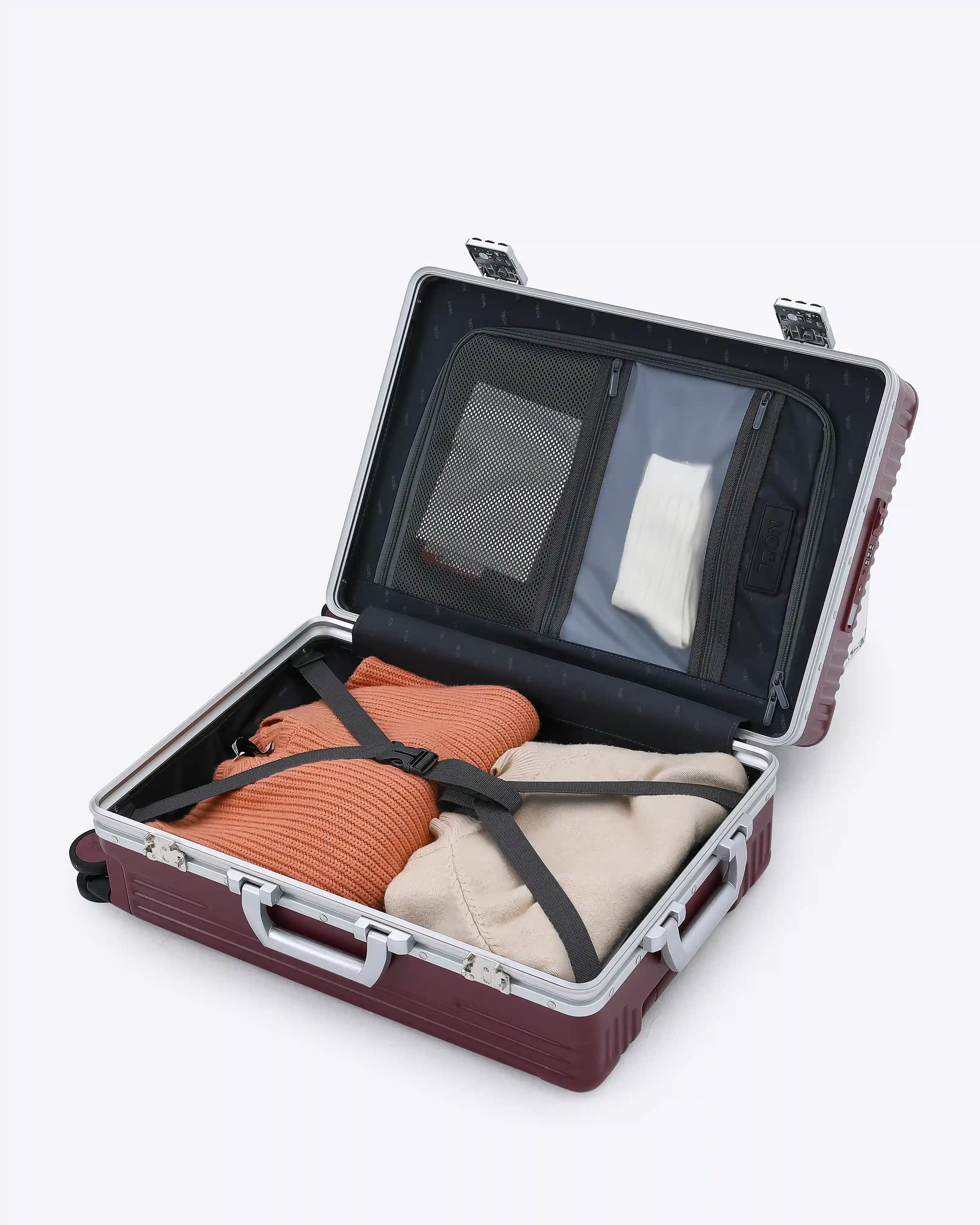 All-in-One Smart Carry-On Suitcase with GPS Tracking, Front Laptop Pocket, USB Charger & Cup Holder