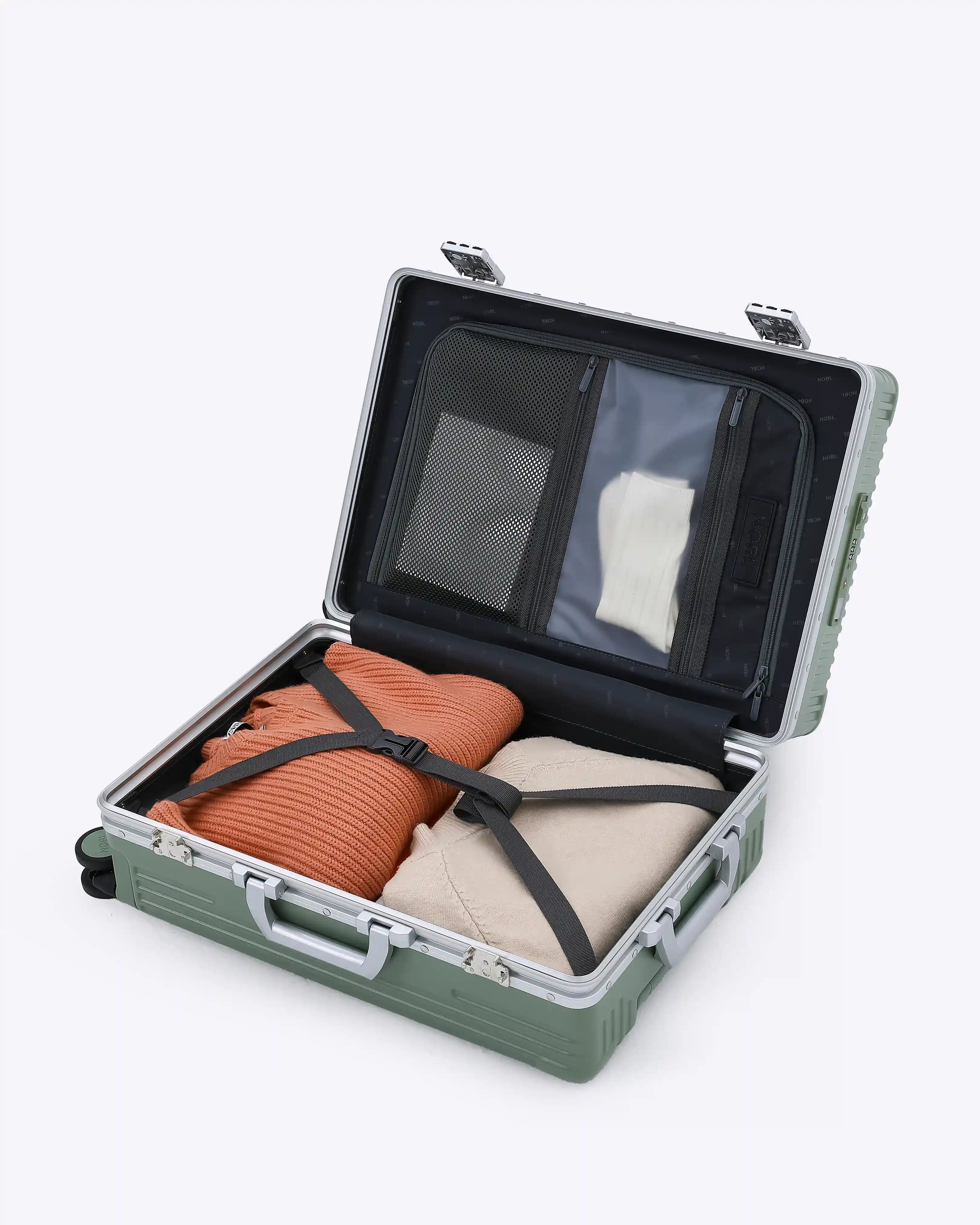 All-in-One Smart Carry-On Suitcase with GPS Tracking, Front Laptop Pocket, USB Charger & Cup Holder