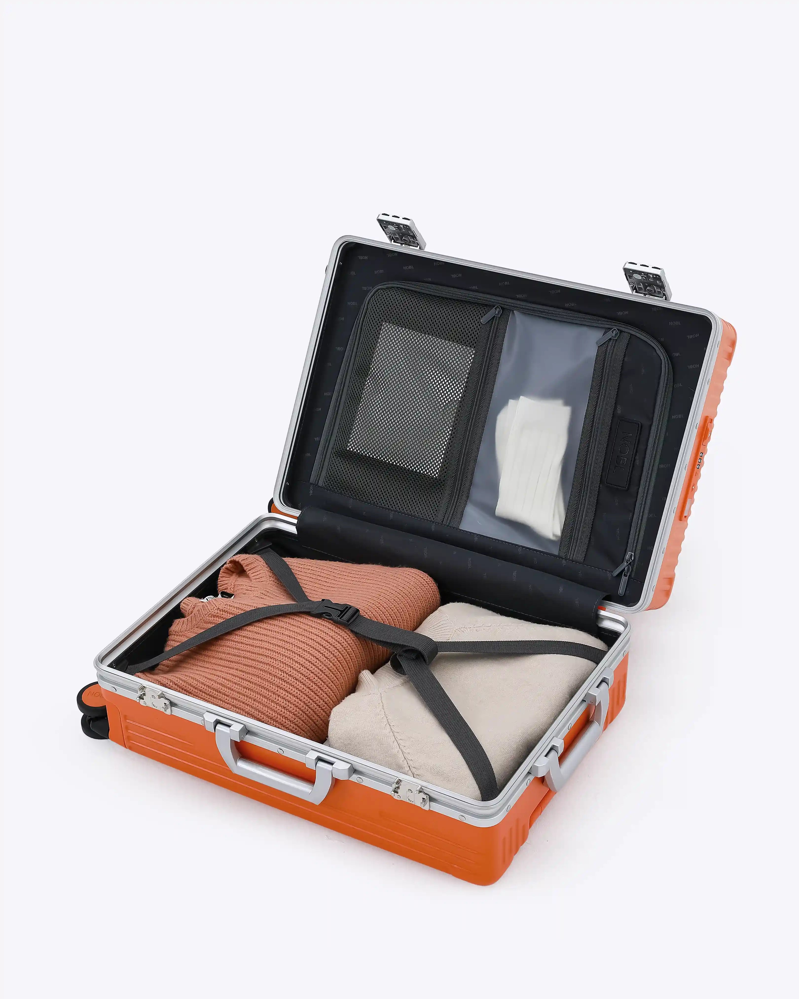 All-in-One Smart Carry-On Suitcase with GPS Tracking, Front Laptop Pocket, USB Charger & Cup Holder