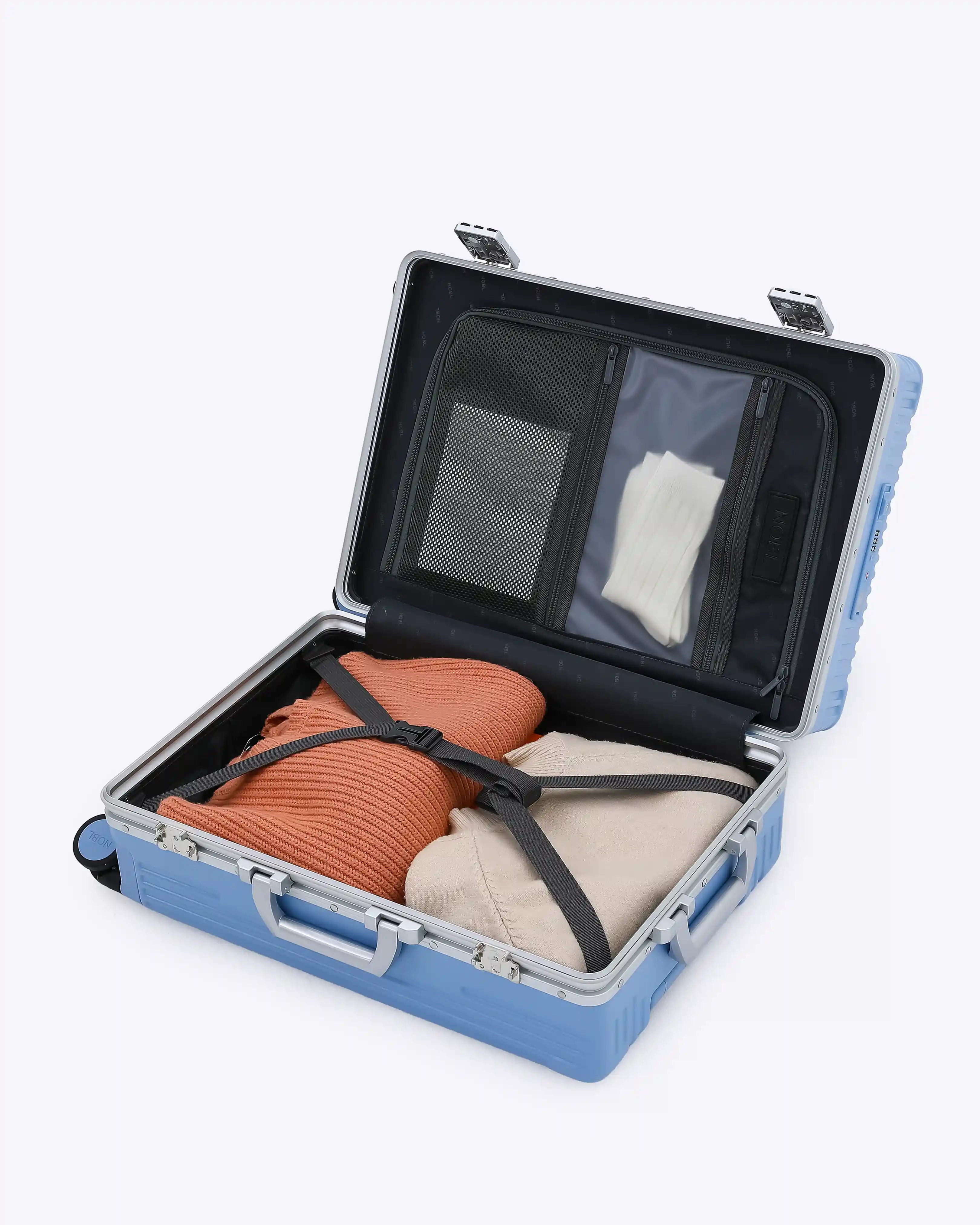 All-in-One Smart Carry-On Suitcase with GPS Tracking, Front Laptop Pocket, USB Charger & Cup Holder