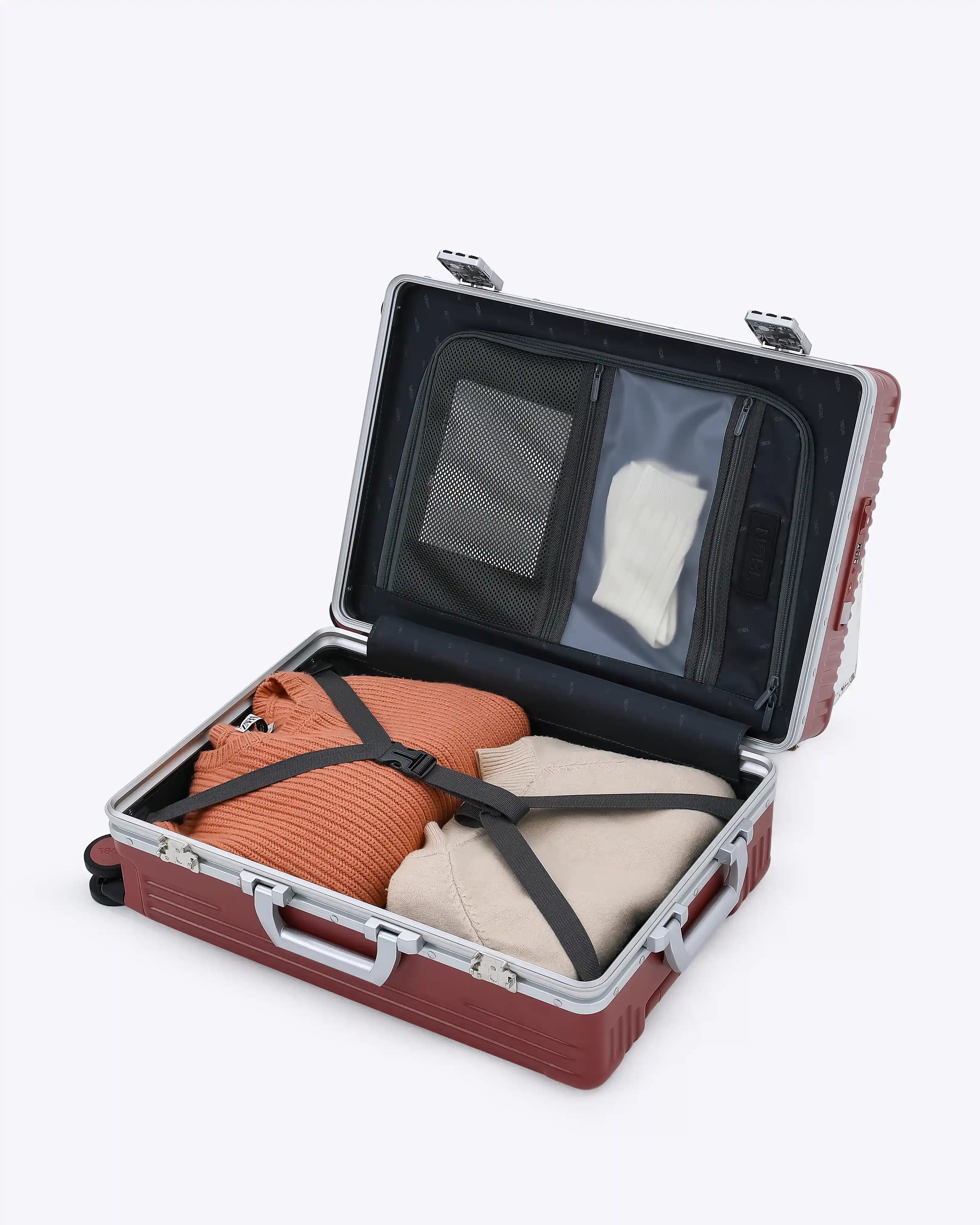 All-in-One Smart Carry-On Suitcase with GPS Tracking, Front Laptop Pocket, USB Charger & Cup Holder