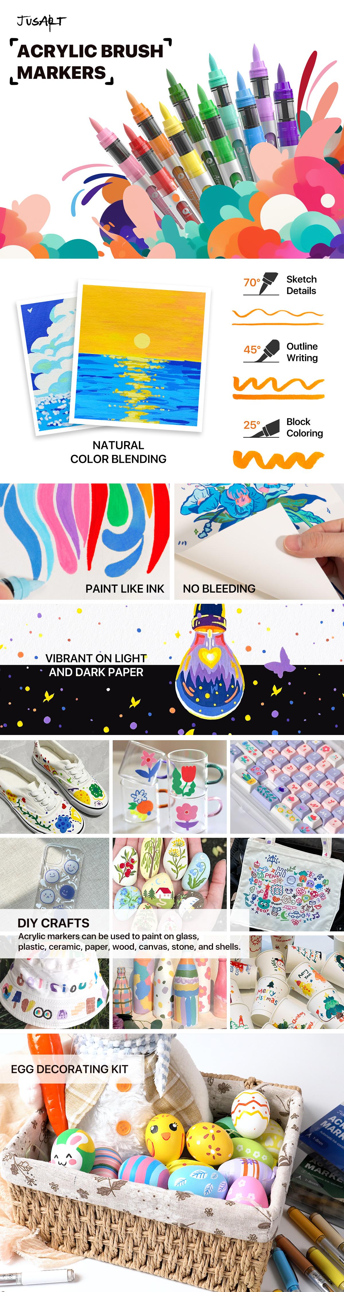 Back to school shopping JusArt 72/48/36 Colors Acrylic Paint Markers Set (Painting Bag), Waterproof Flexible Tip Acrylic Markers, Premium Paint Pens for Various Surfaces, Acrylic Paint Markers, Markers for Coloring, Art Supplies, Acrylic Marker,Summerwins