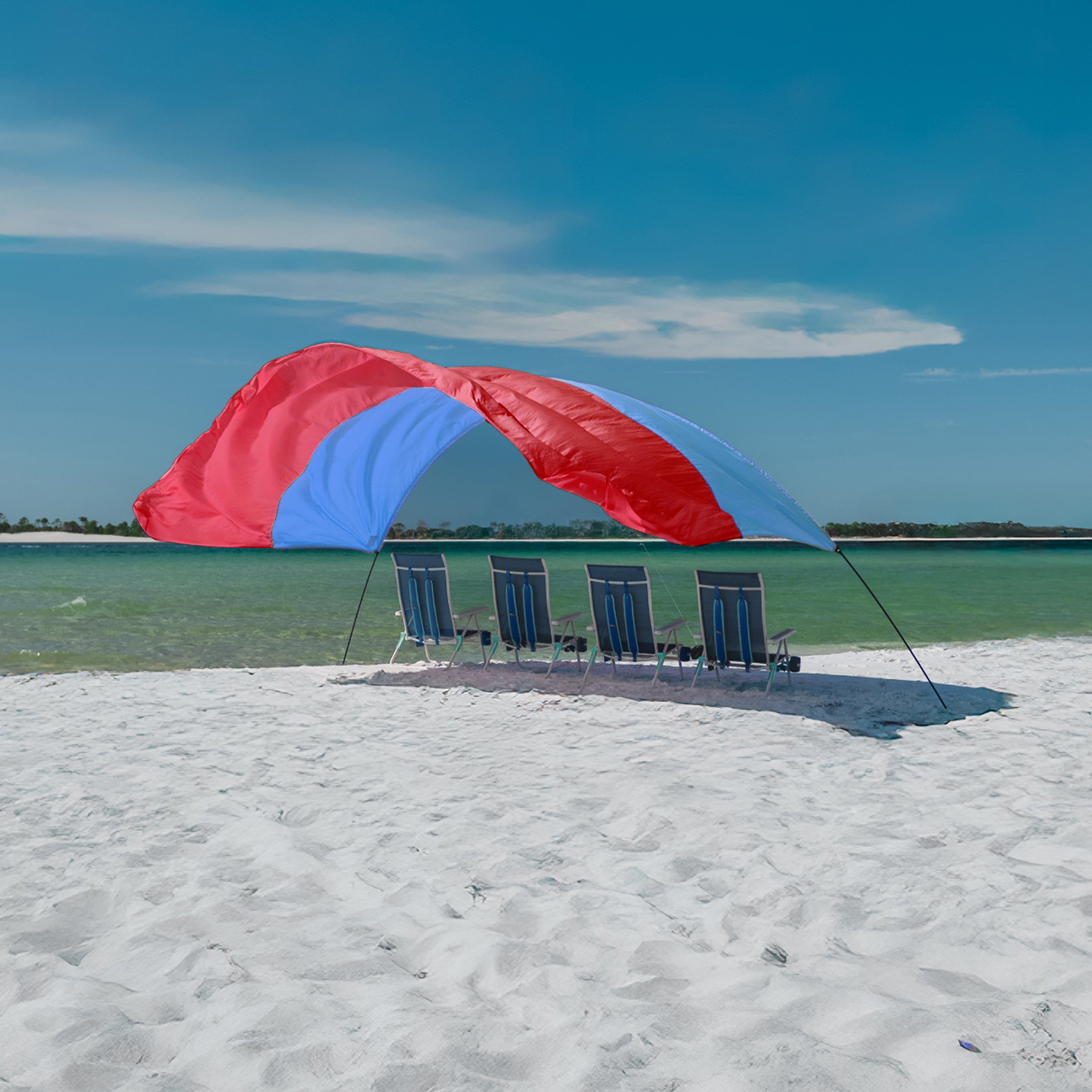 Wind-Assisted Beach Shade Canopy - Lightweight Portable Sun Shelter for Beach, Camping & Park