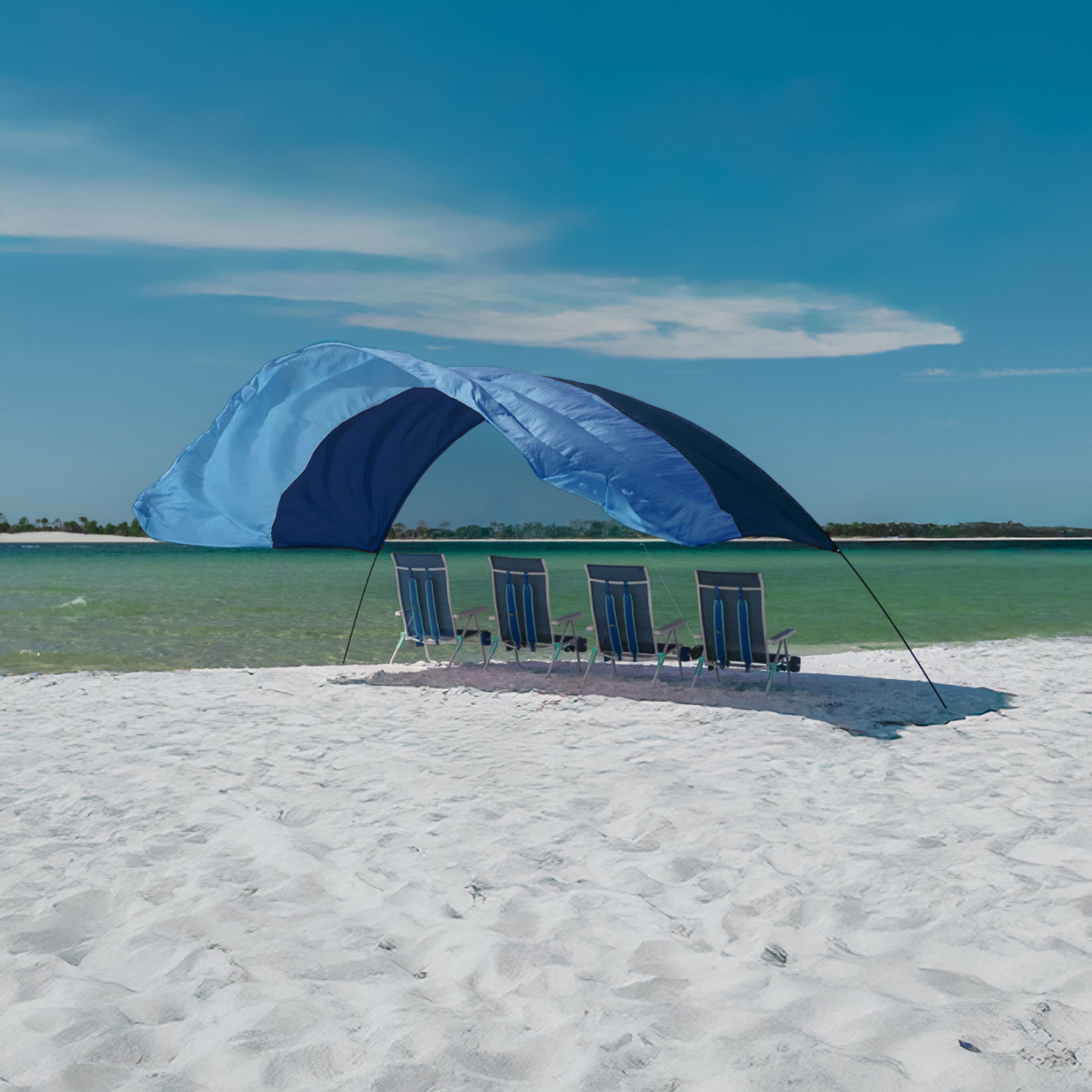 Wind-Assisted Beach Shade Canopy - Lightweight Portable Sun Shelter for Beach, Camping & Park