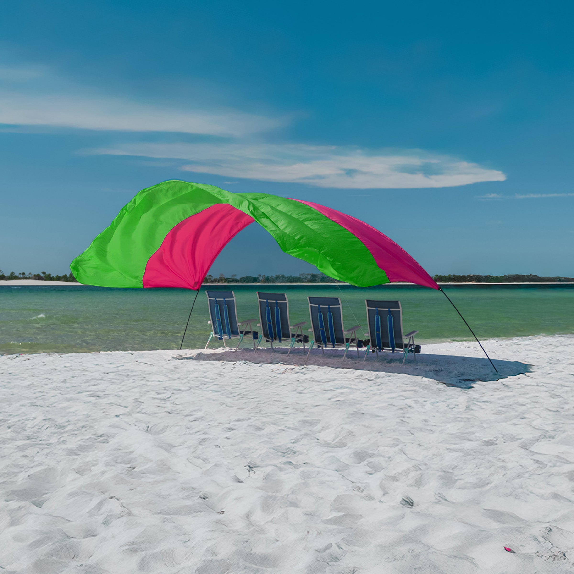 Wind-Assisted Beach Shade Canopy - Lightweight Portable Sun Shelter for Beach, Camping & Park