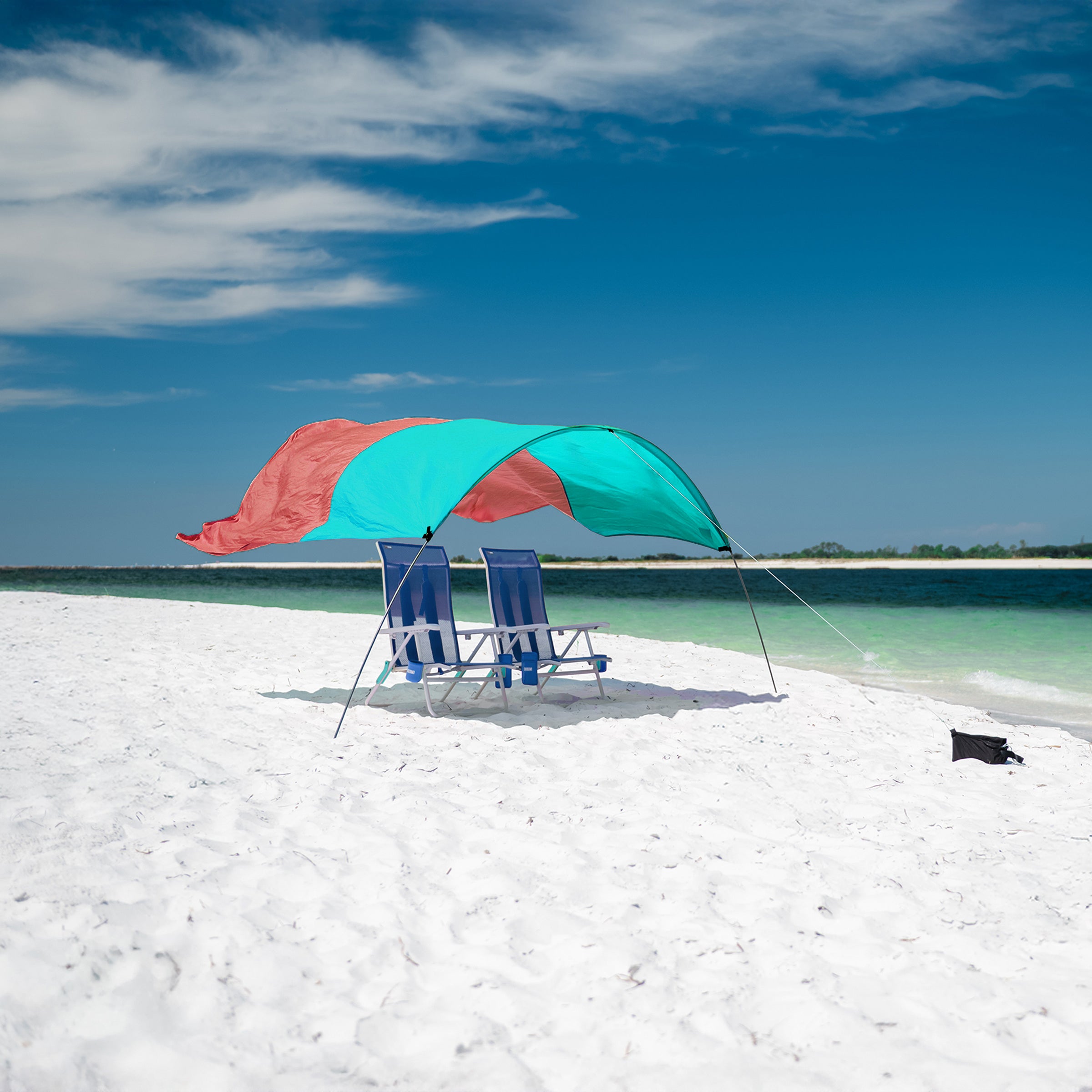 Wind-Assisted Beach Shade Canopy - Lightweight Portable Sun Shelter for Beach, Camping & Park
