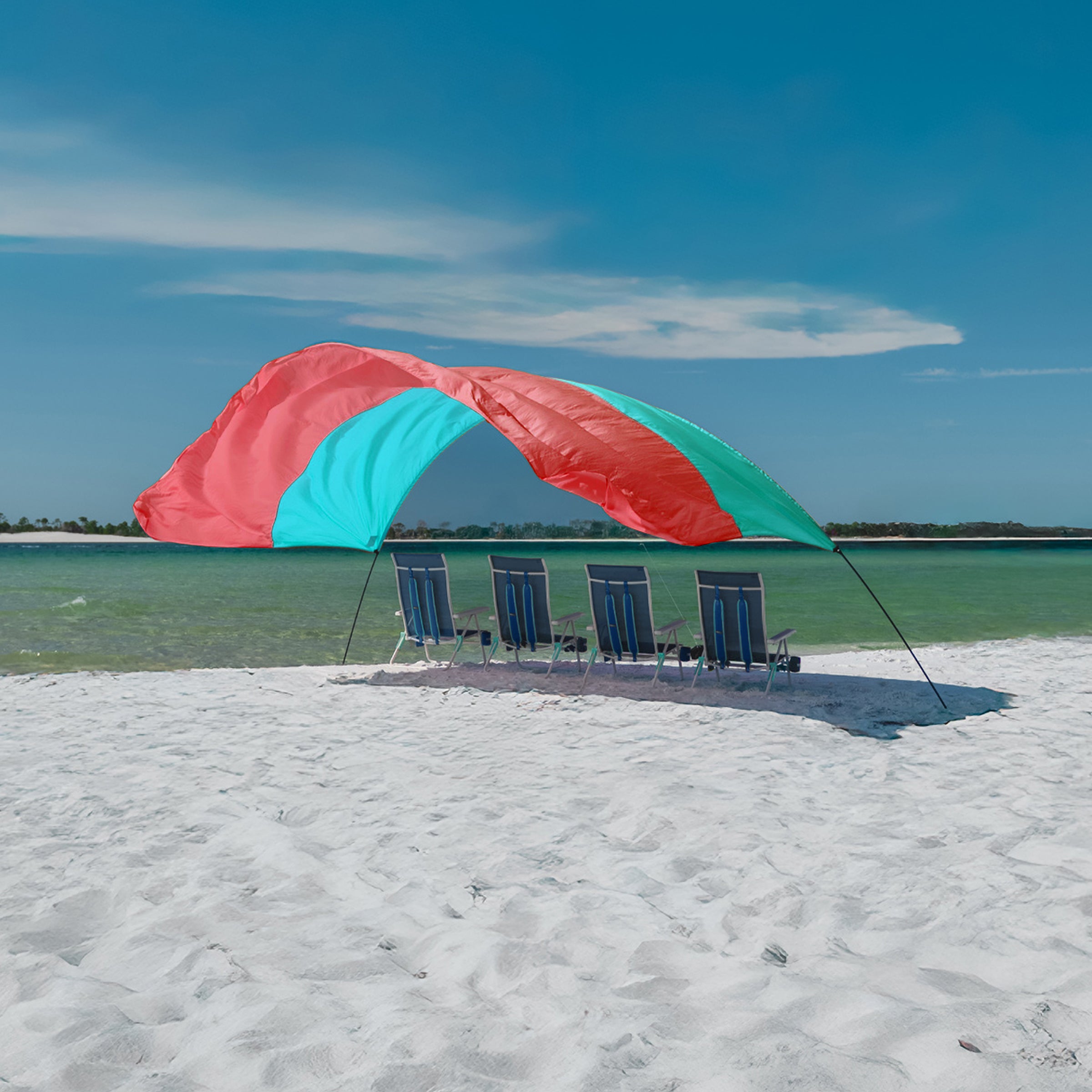 Wind-Assisted Beach Shade Canopy - Lightweight Portable Sun Shelter for Beach, Camping & Park