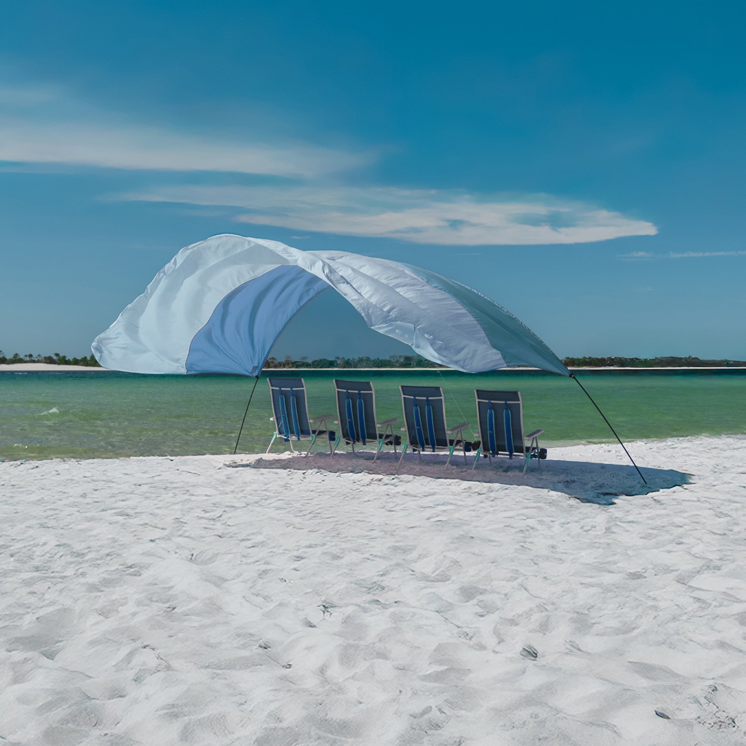 Wind-Assisted Beach Shade Canopy - Lightweight Portable Sun Shelter for Beach, Camping & Park
