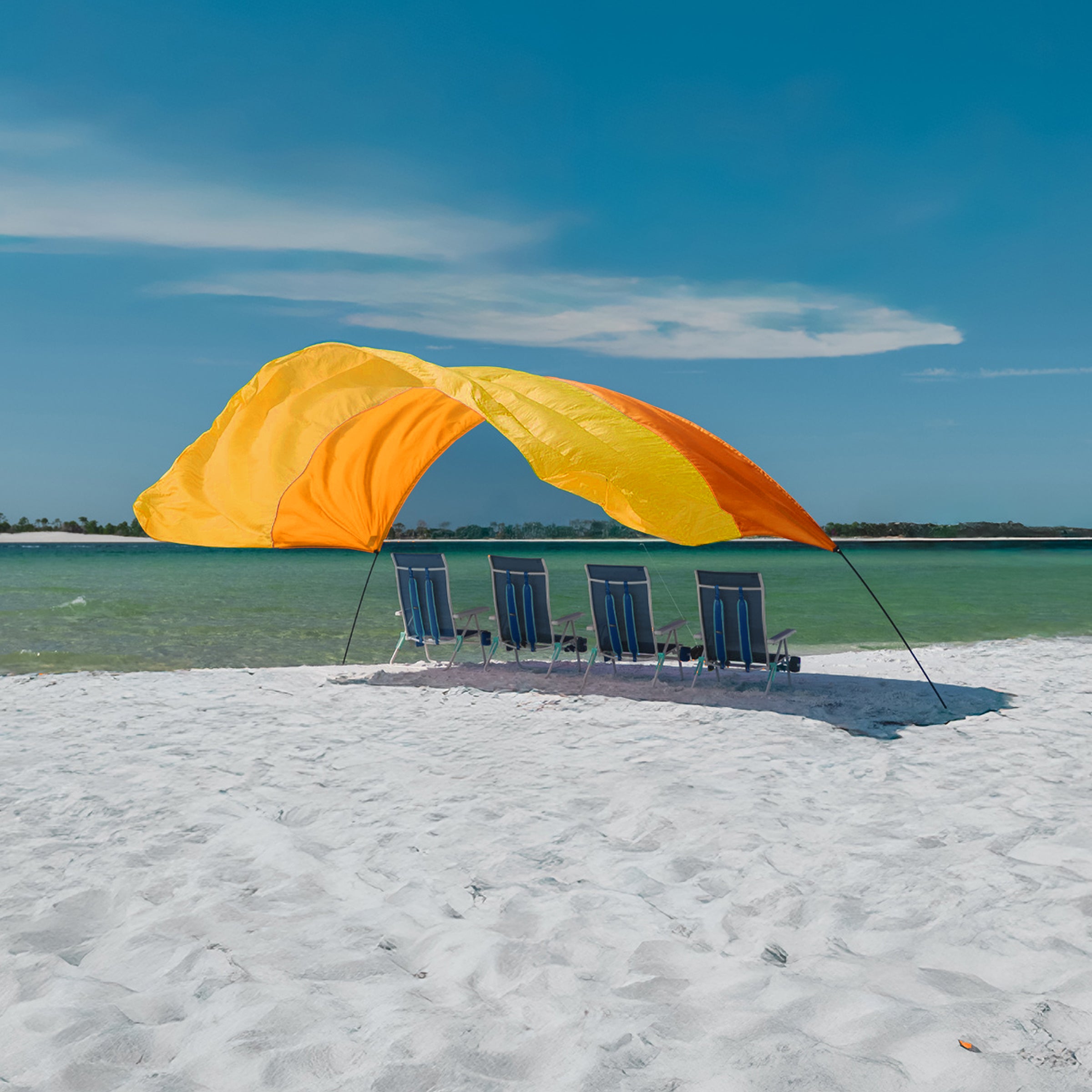 Wind-Assisted Beach Shade Canopy - Lightweight Portable Sun Shelter for Beach, Camping & Park