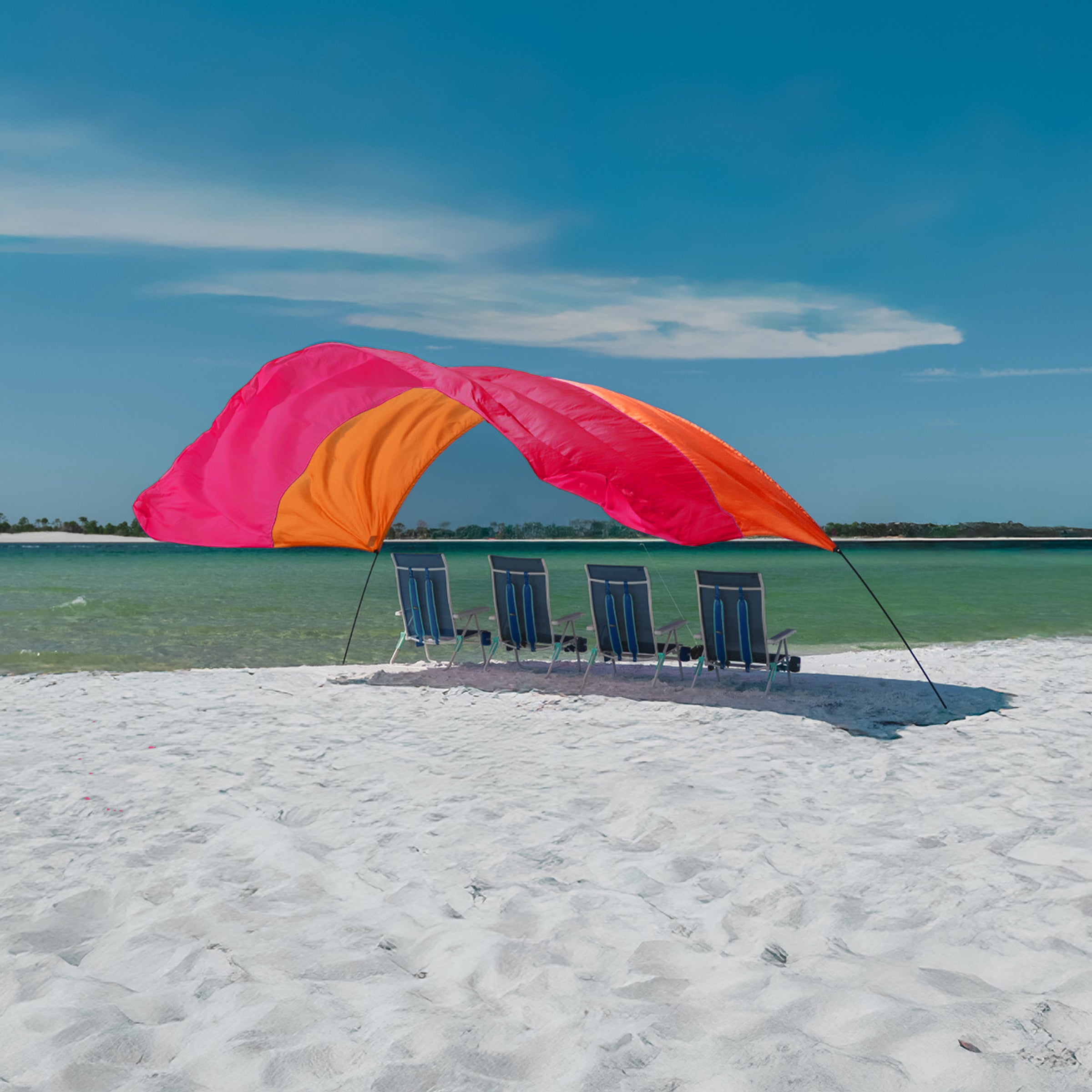 Wind-Assisted Beach Shade Canopy - Lightweight Portable Sun Shelter for Beach, Camping & Park