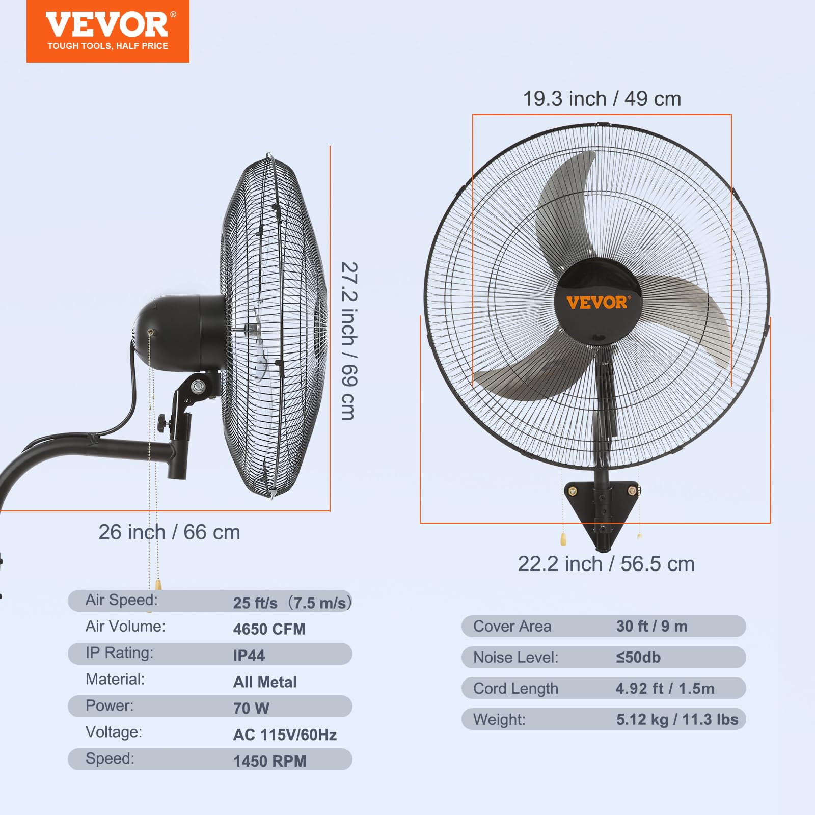 20-inch Industrial Wall Fan for Warehouse, Workshop & Commercial Use