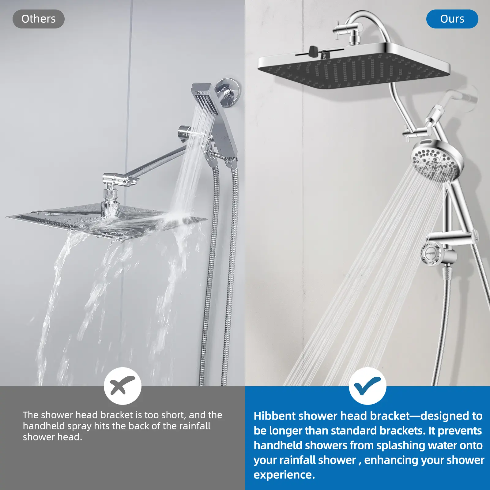 Chrome Shower Head Combo with 13-Inch Rainfall Shower Head