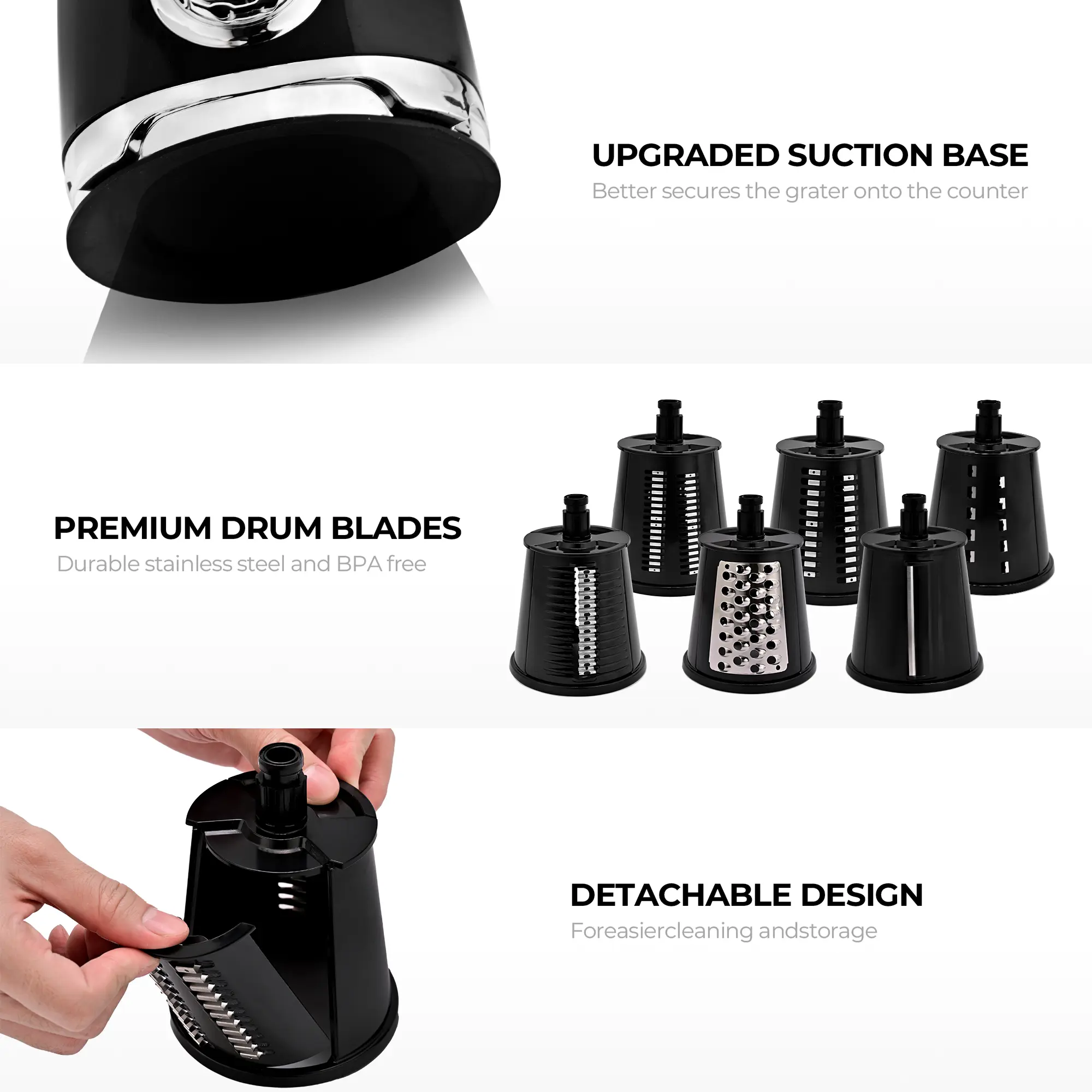 Vegetable Food Chopper with 6 Blades & Suction Base