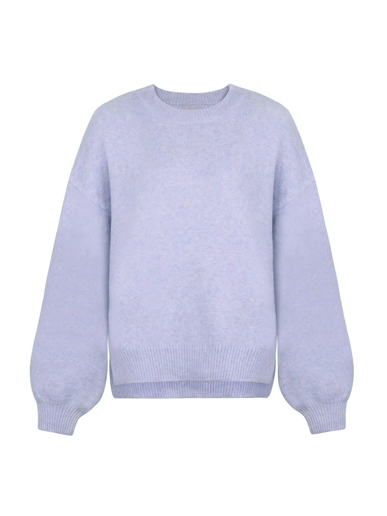 Women’s Long Sleeve Knit Sweater – Relaxed Drop Shoulder Jumper with Split Hem