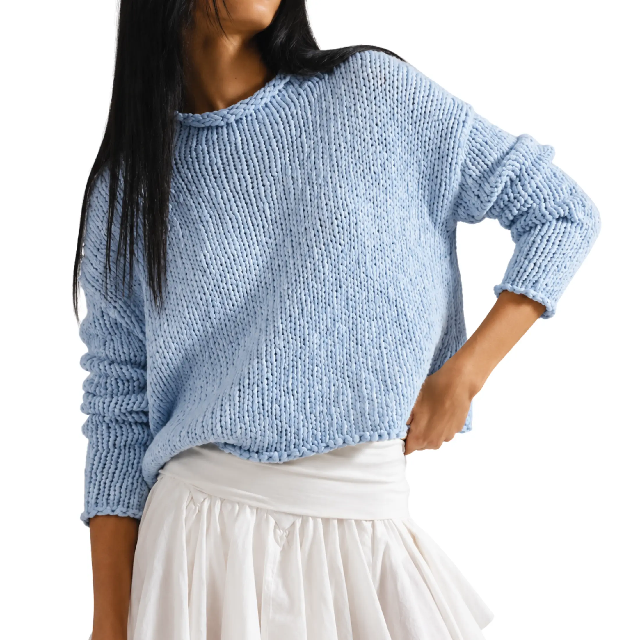 Women's Chunky Roll Neck Knit Sweater – Soft Oversized Long Sleeve Pullover