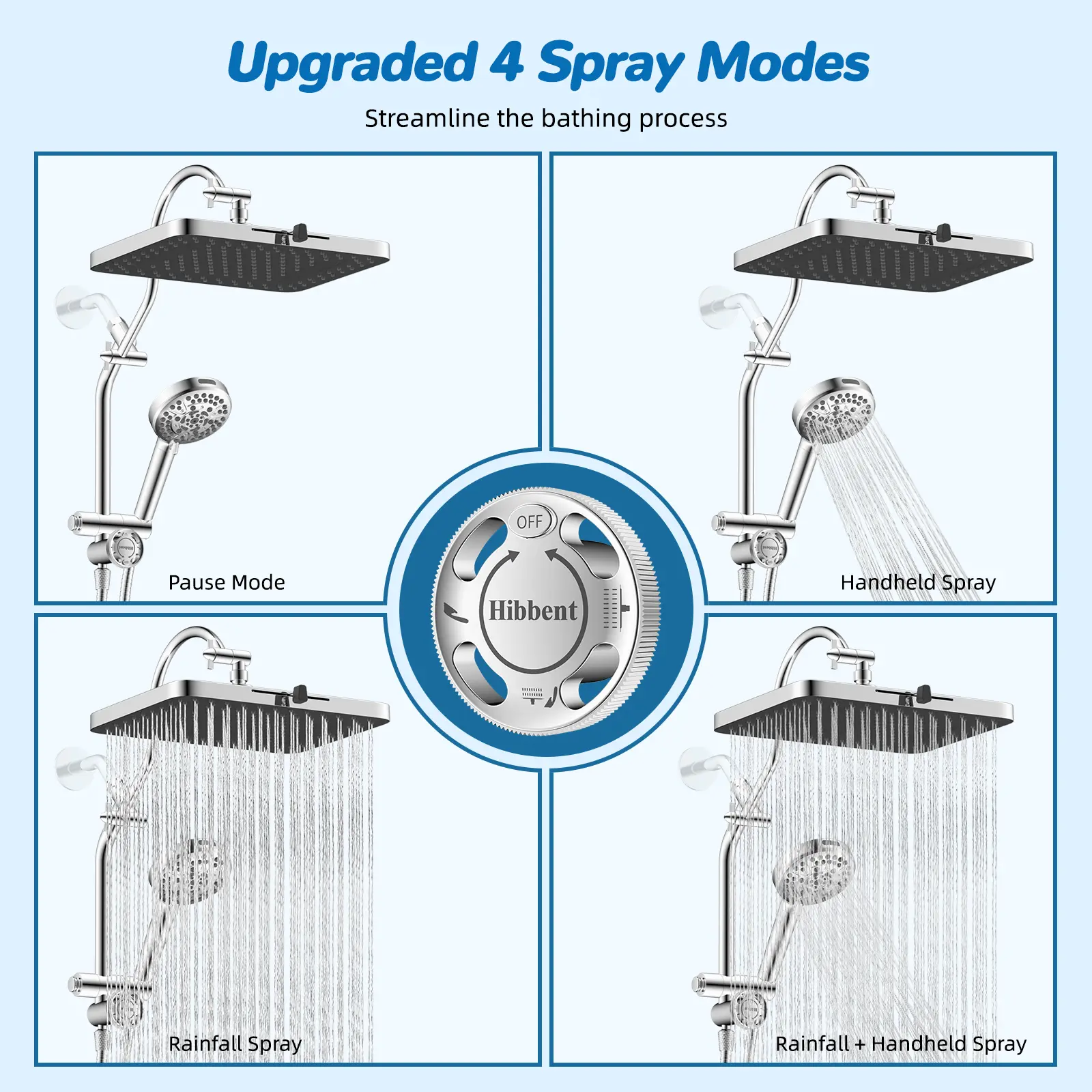 Chrome Shower Head Combo with 13-Inch Rainfall Shower Head