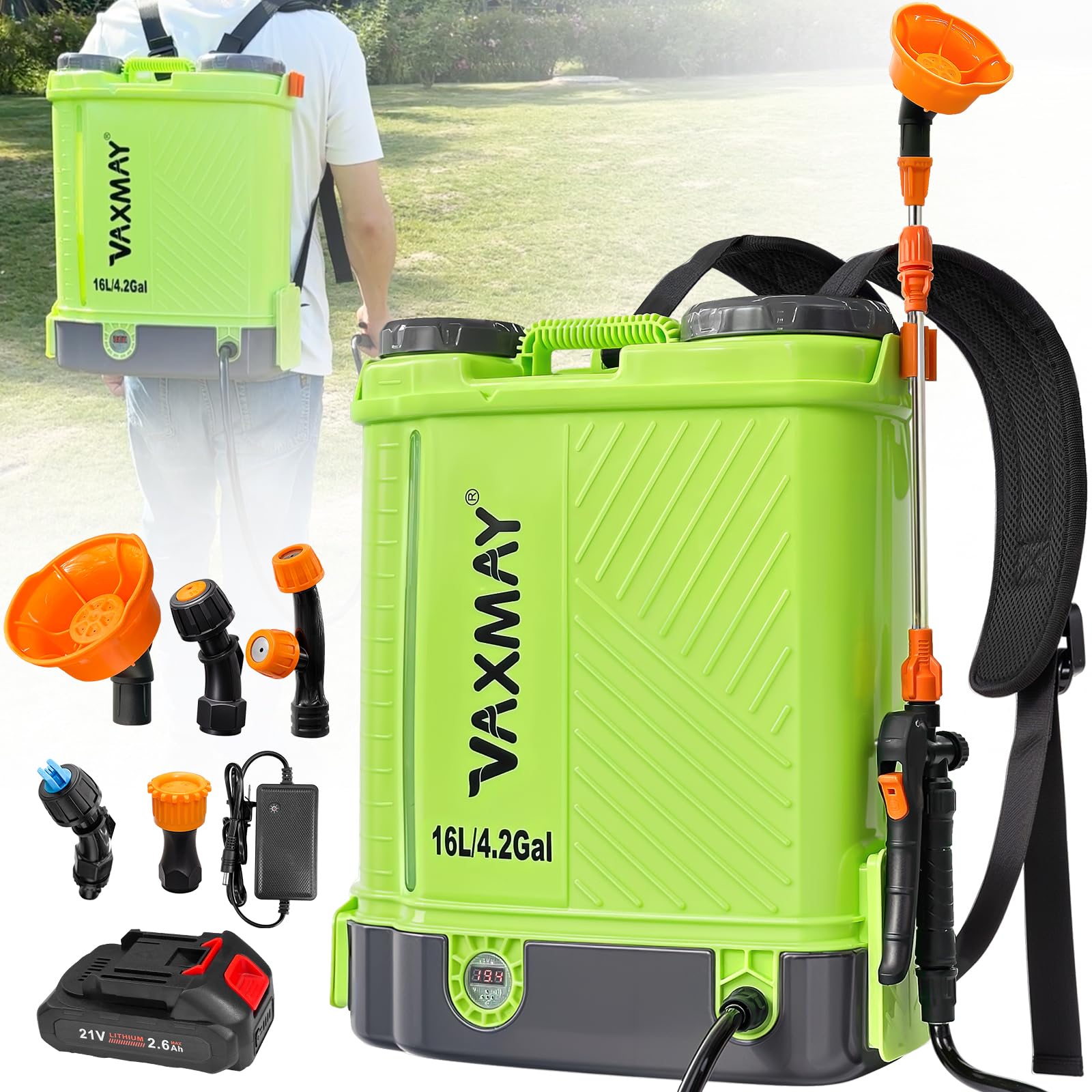 3.2 Gallon / 12L Cordless Backpack Garden Sprayer, 80 PSI (Compatible with Makita 18V, 5 Nozzles & 2.0Ah Battery)